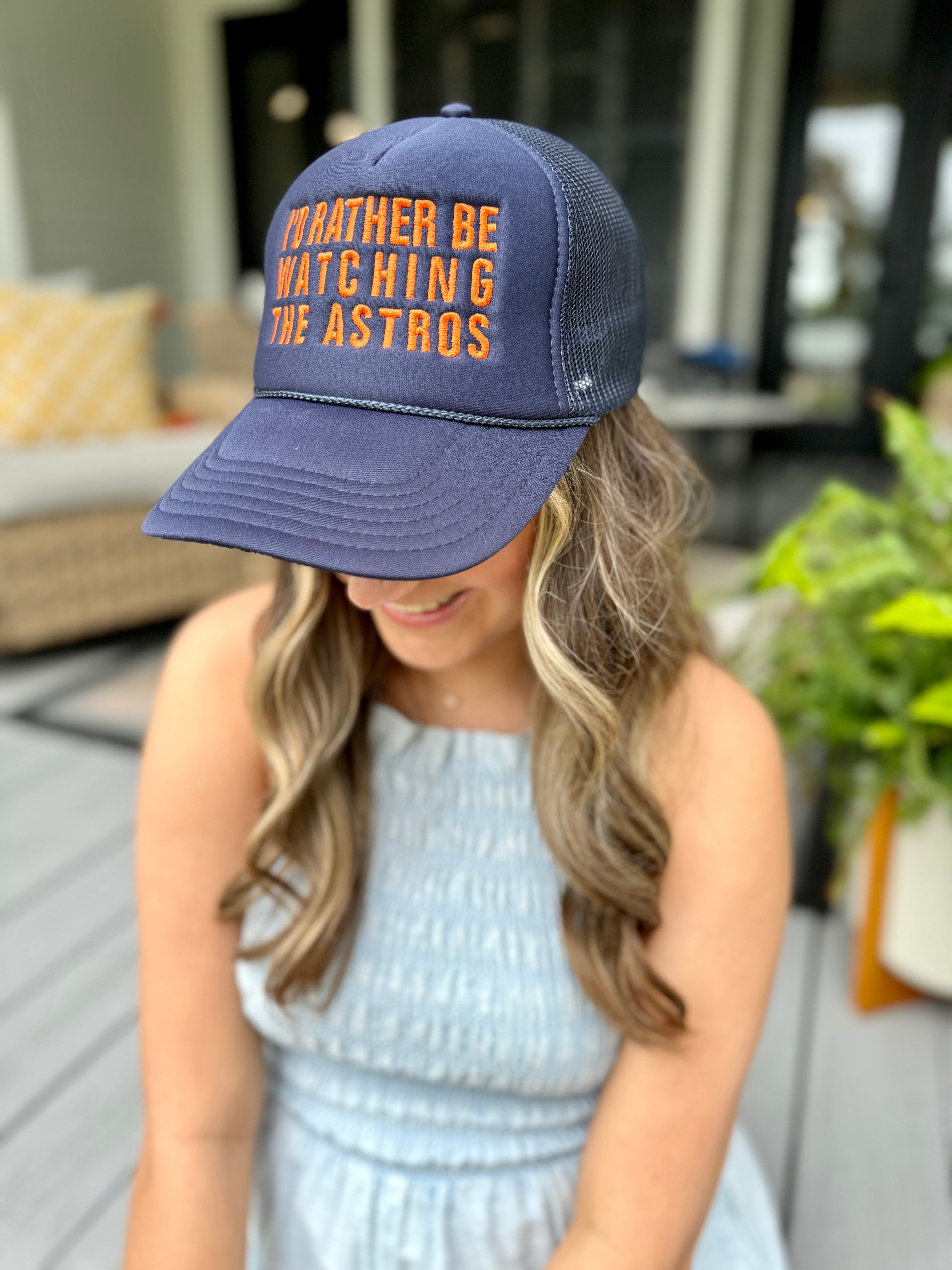 I'd Rather Be watching the Astros Navy Trucker Hat