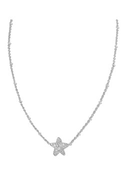 Jae Star Pave Short Pendant Necklace in Silver White Crystal