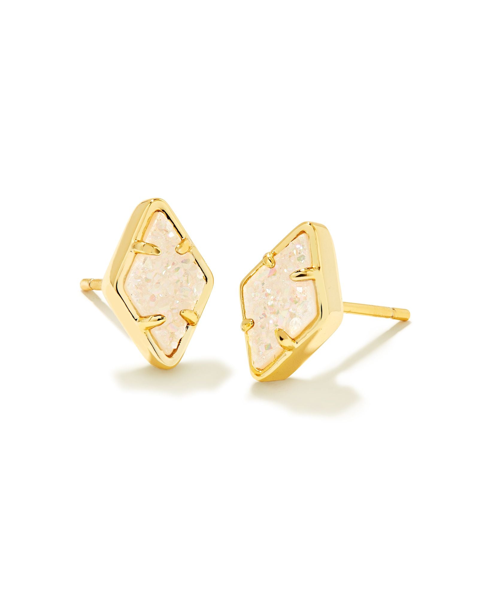 Kinsley Stud Earring in Gold Iridscent Drusy