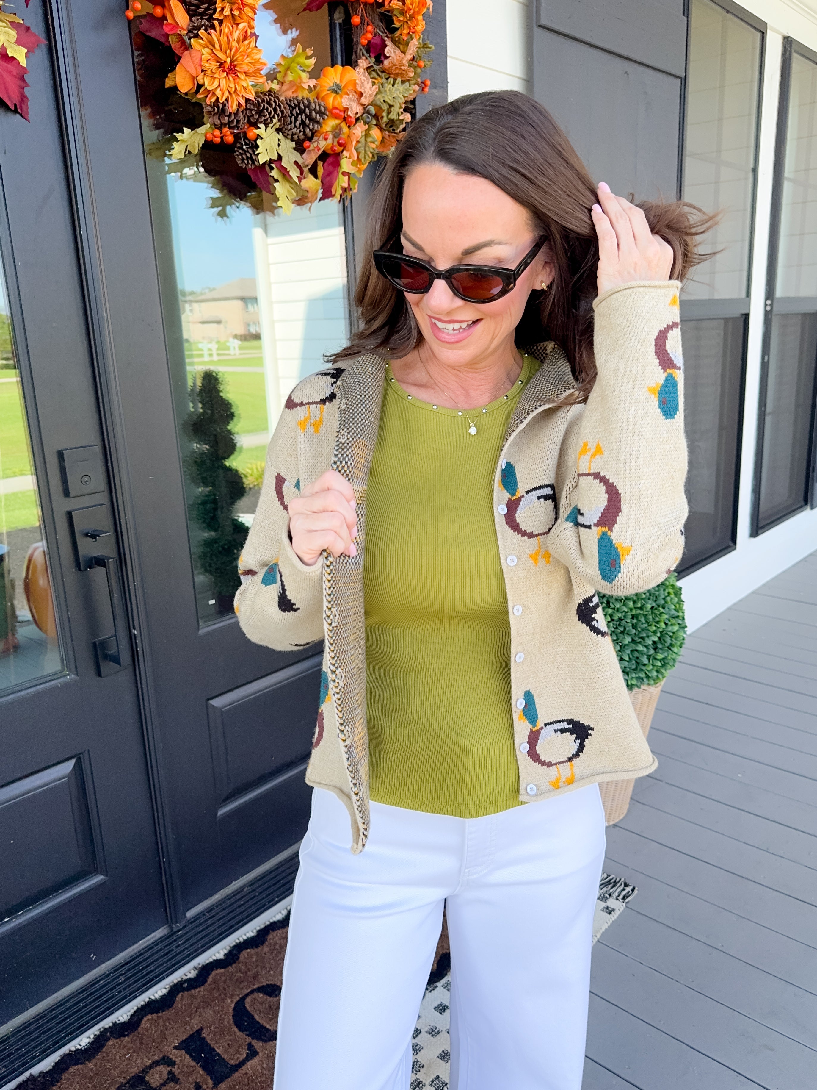 Duck Graphic Button Up Cardigan