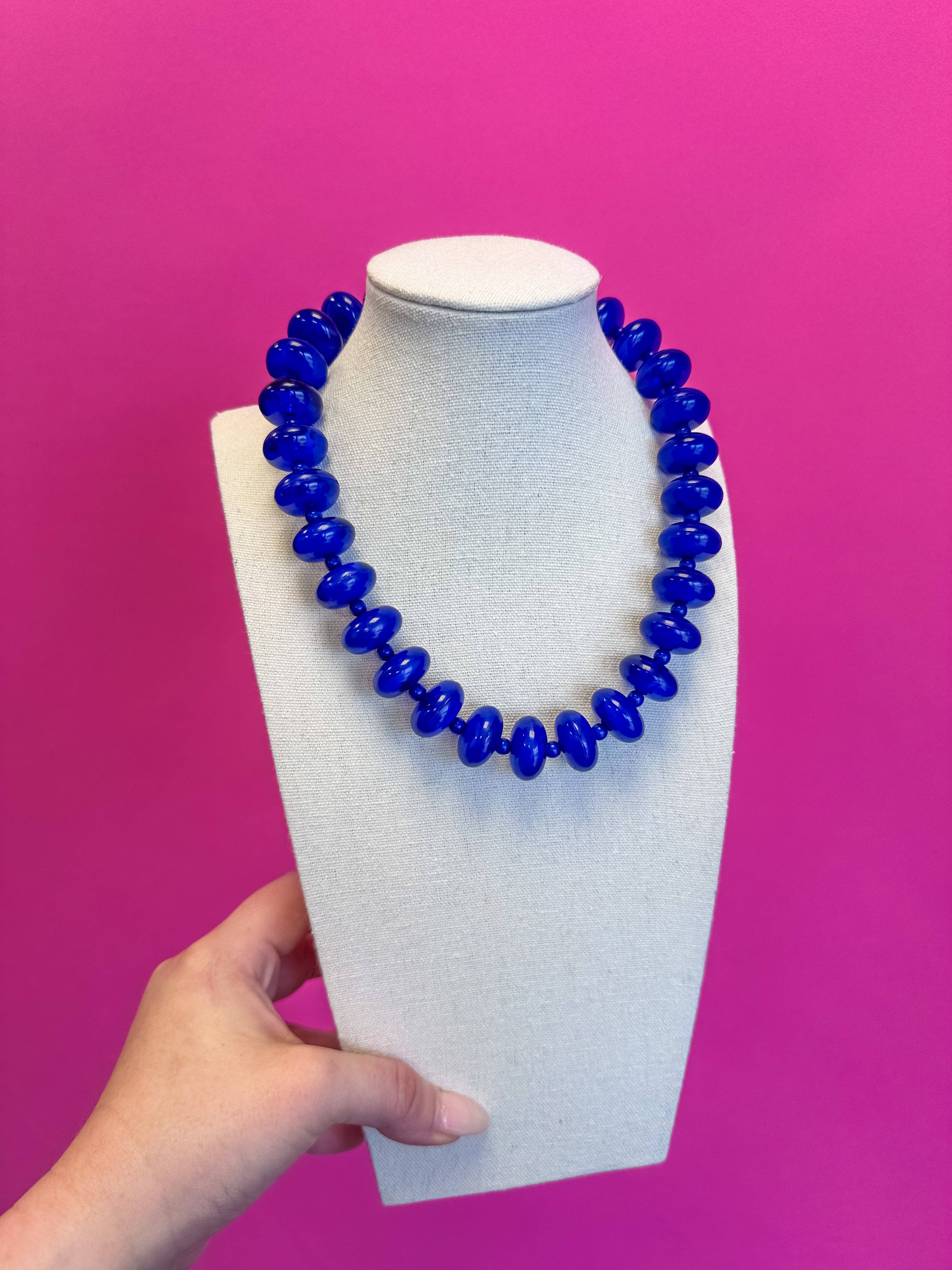 Circle Bauble Ball Necklace - Royal Blue