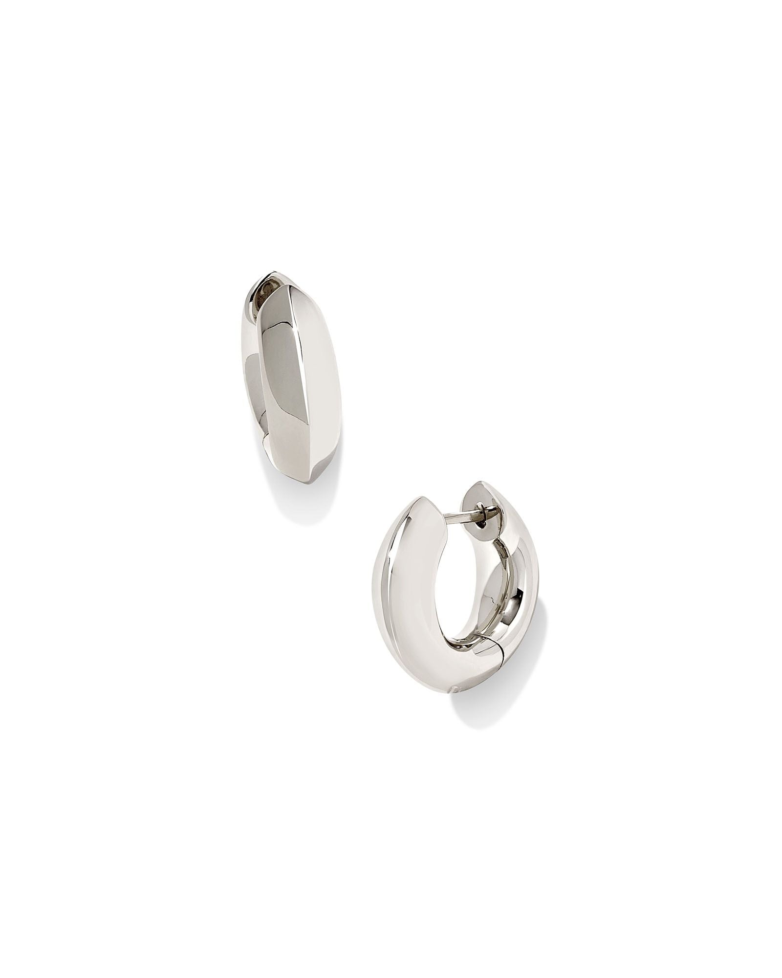 Mikki Huggie Earring in Rhodium Polished Metal
