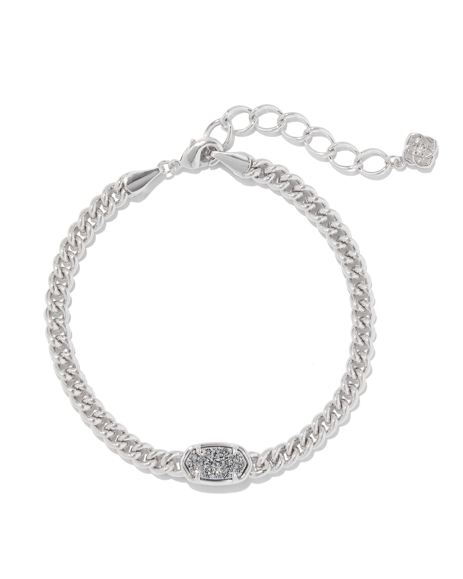 Grayson Delicate Link and Chain Bracelet Rhodium Platinum Drusy