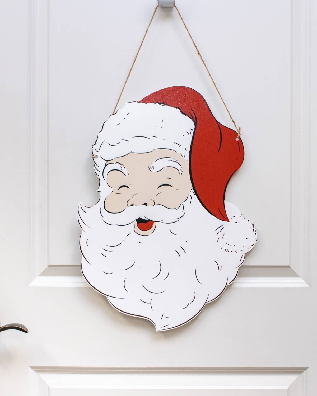 Santa Door Hanger in White/Red