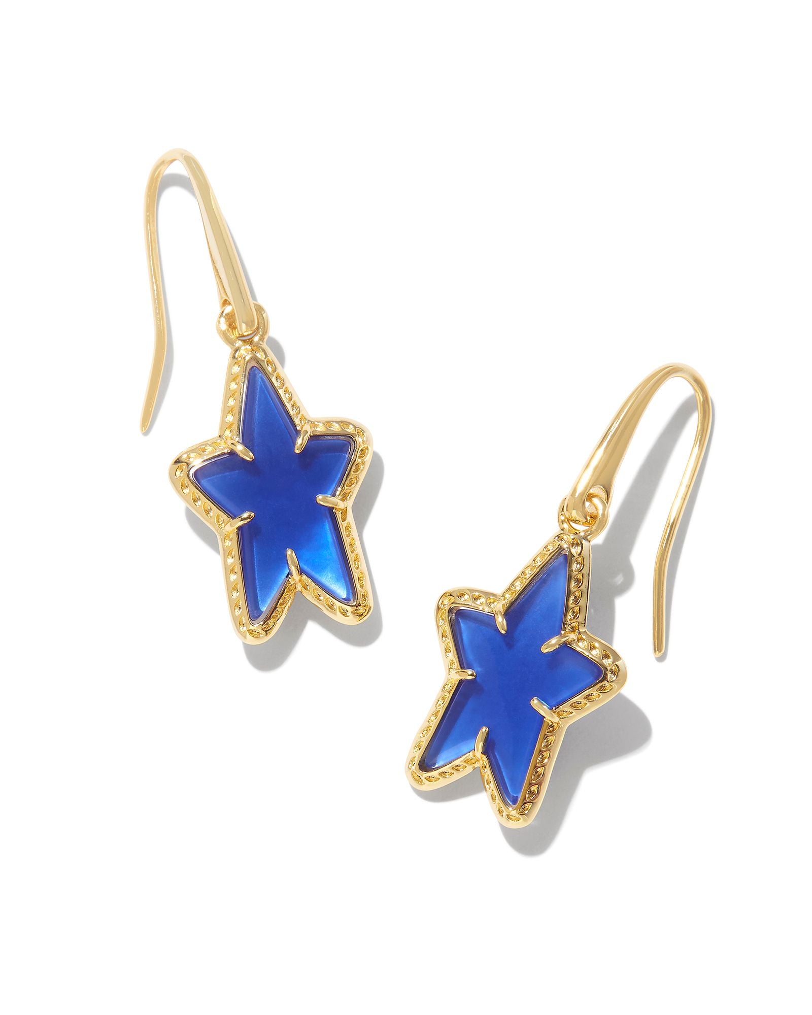 Ada Star Small Drop Earrings in Gold Cobalt Blue Illusion