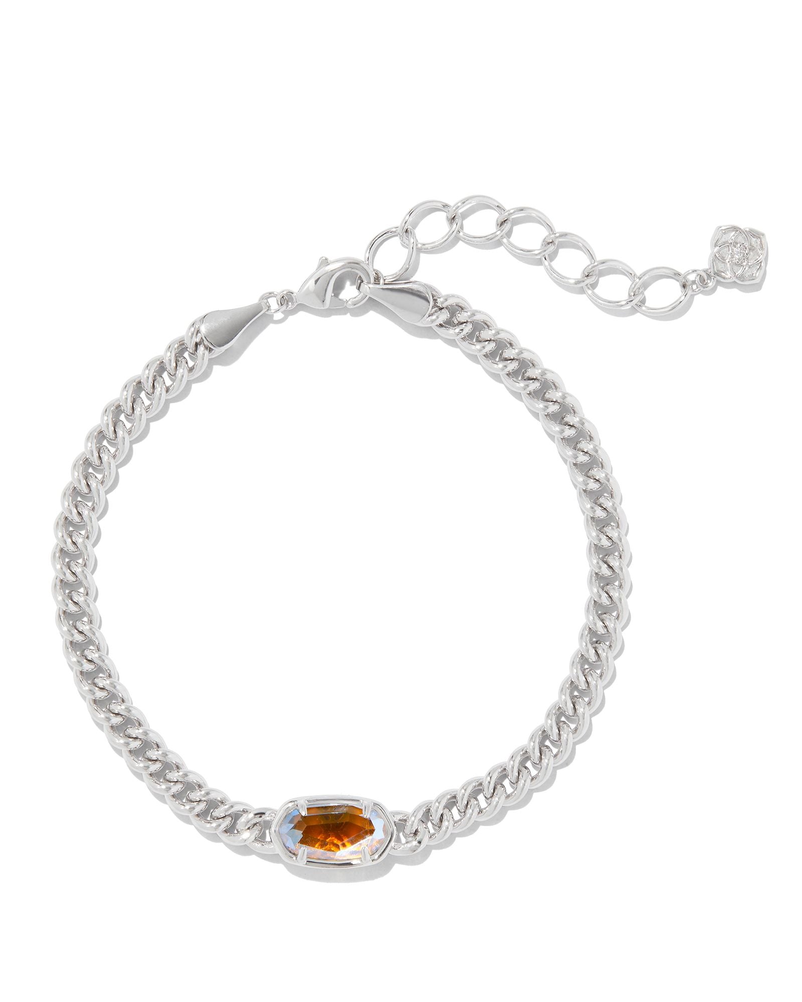 Grayson Delicate Link and Chain Bracelet Rhodium Dichroic Glass