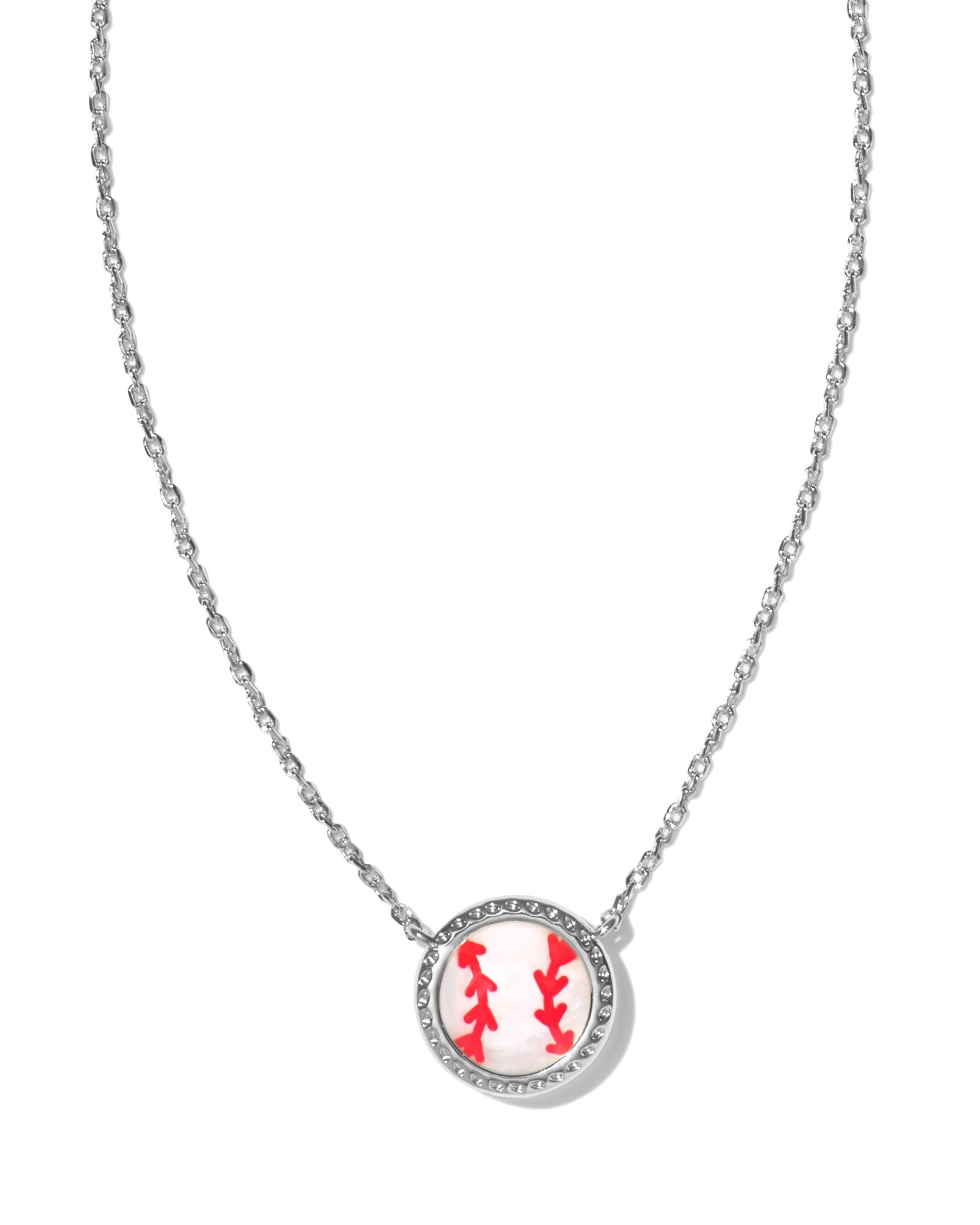Baseball Short Pendant Necklace in Ivory Mother of Pearl