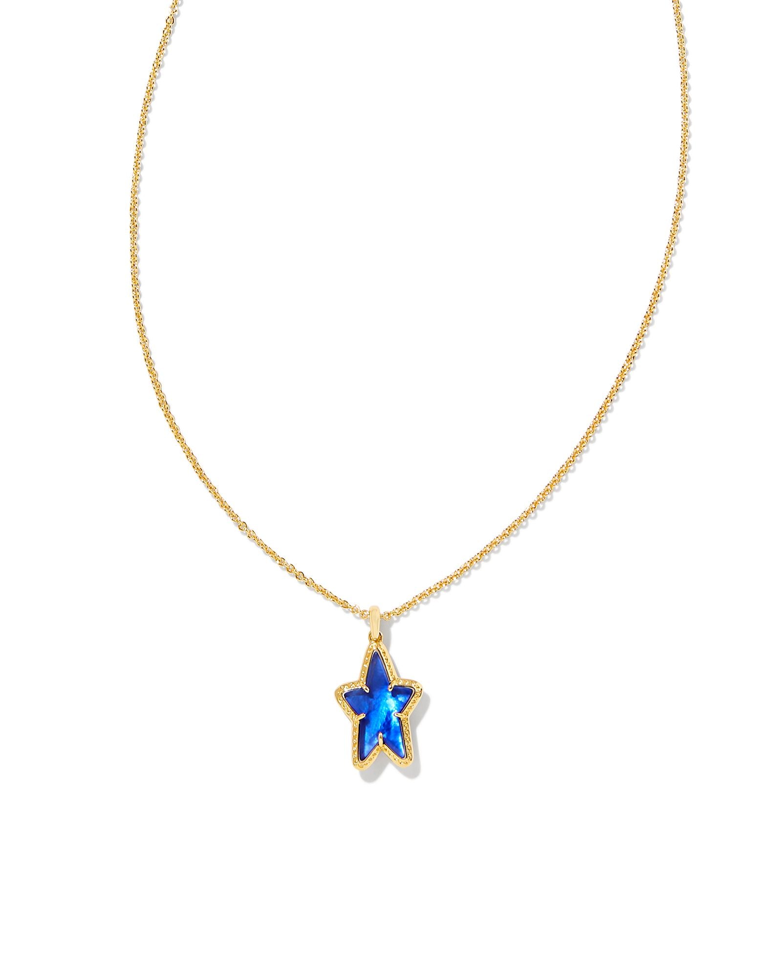 Ada Star Short Pendant Necklace in Gold Cobalt Illusion