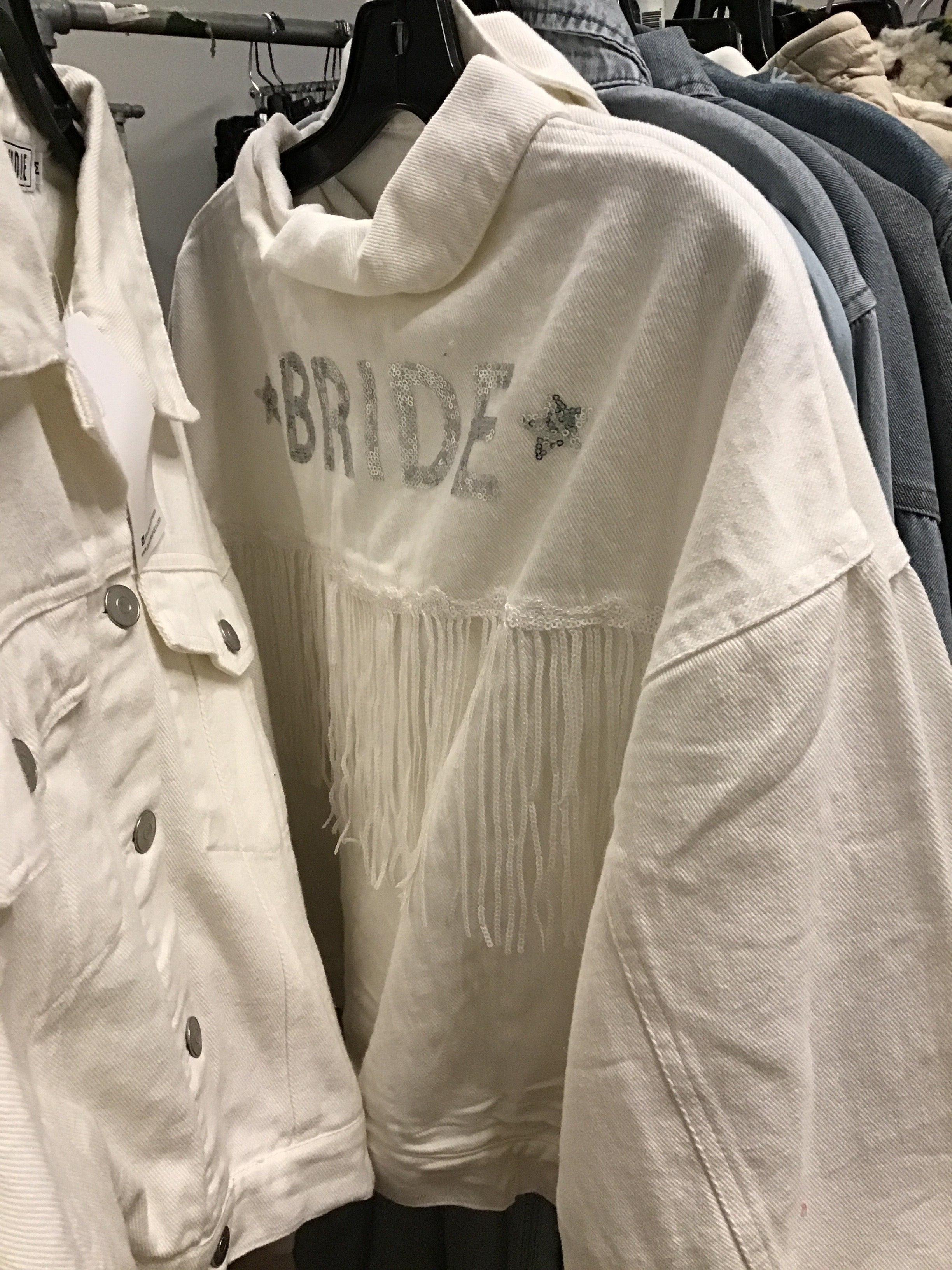 White Denim "Bride" Jacket with Fringe