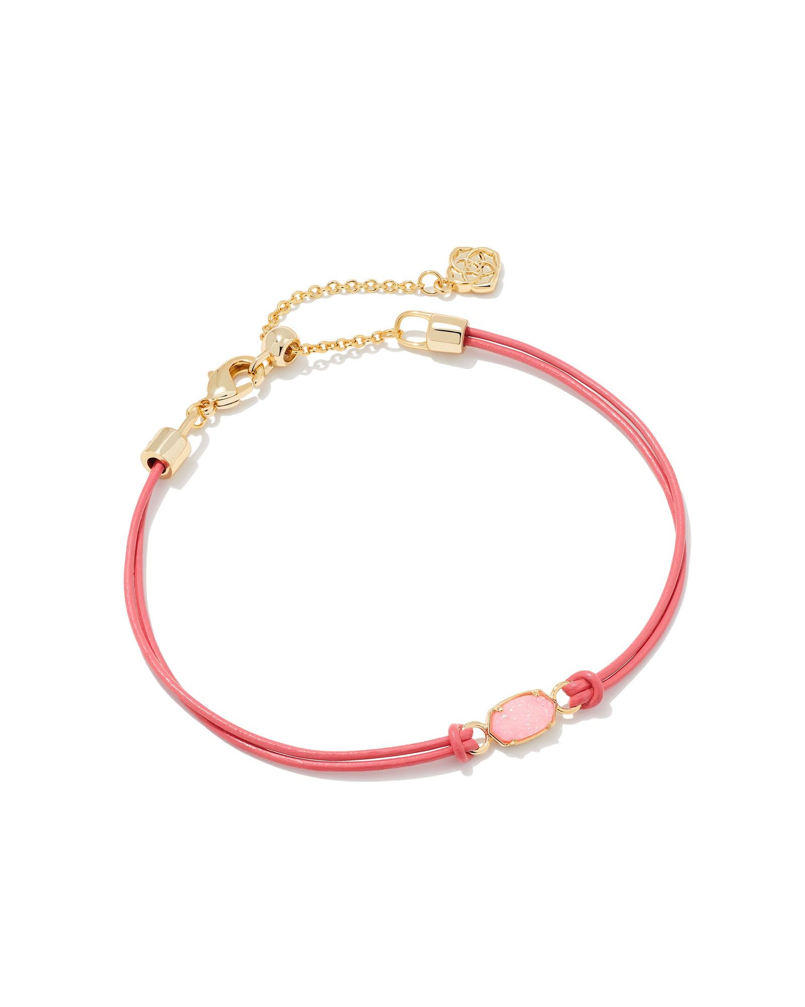 Emilie Corded Bracelet in Gold Light Pink Drusy