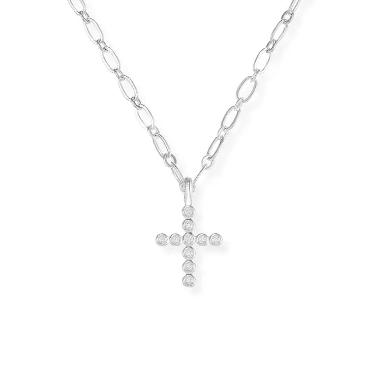Legacy Cross Drop Necklace in Silver