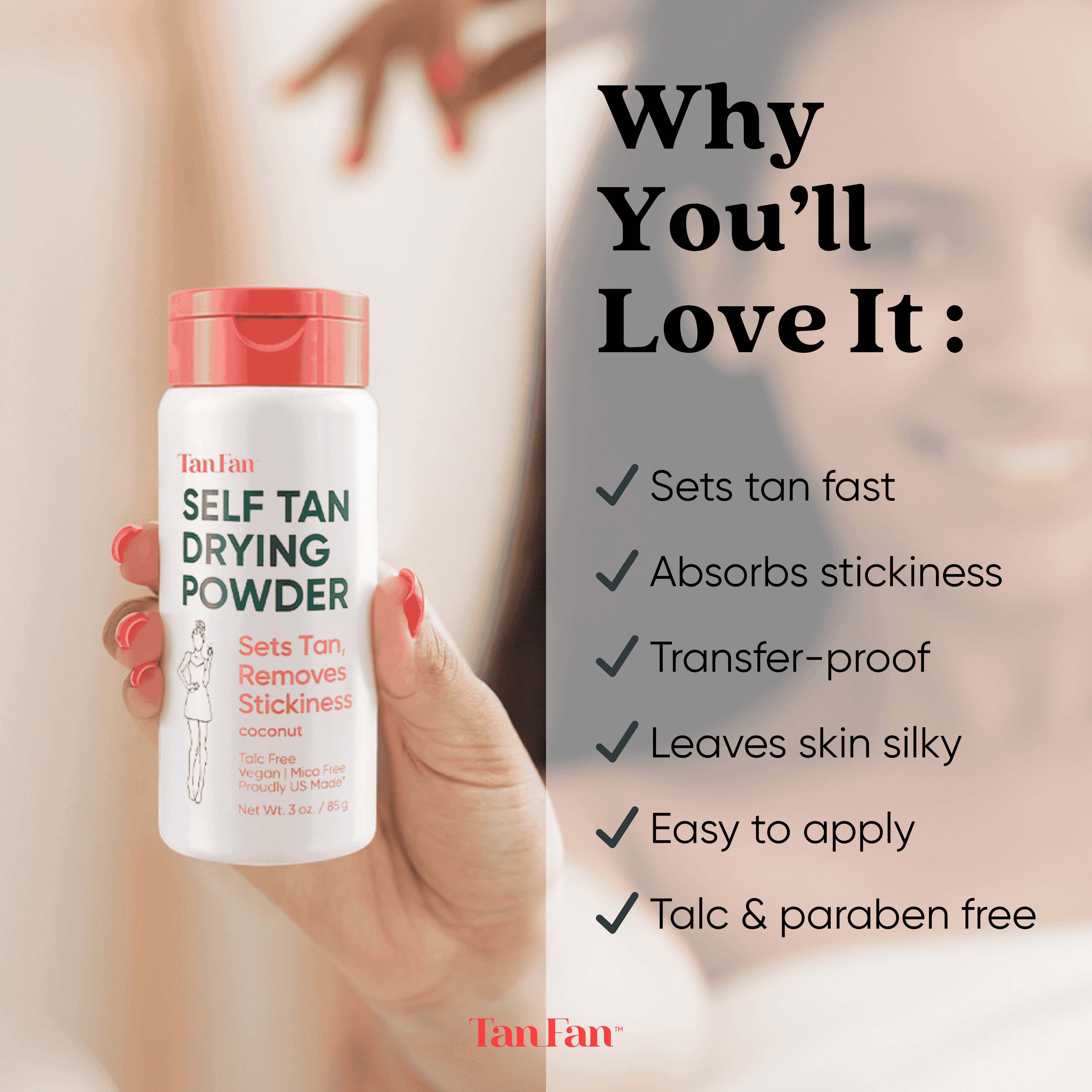 Self Tan Drying Powder + Bamboo Body Brush - USA Made