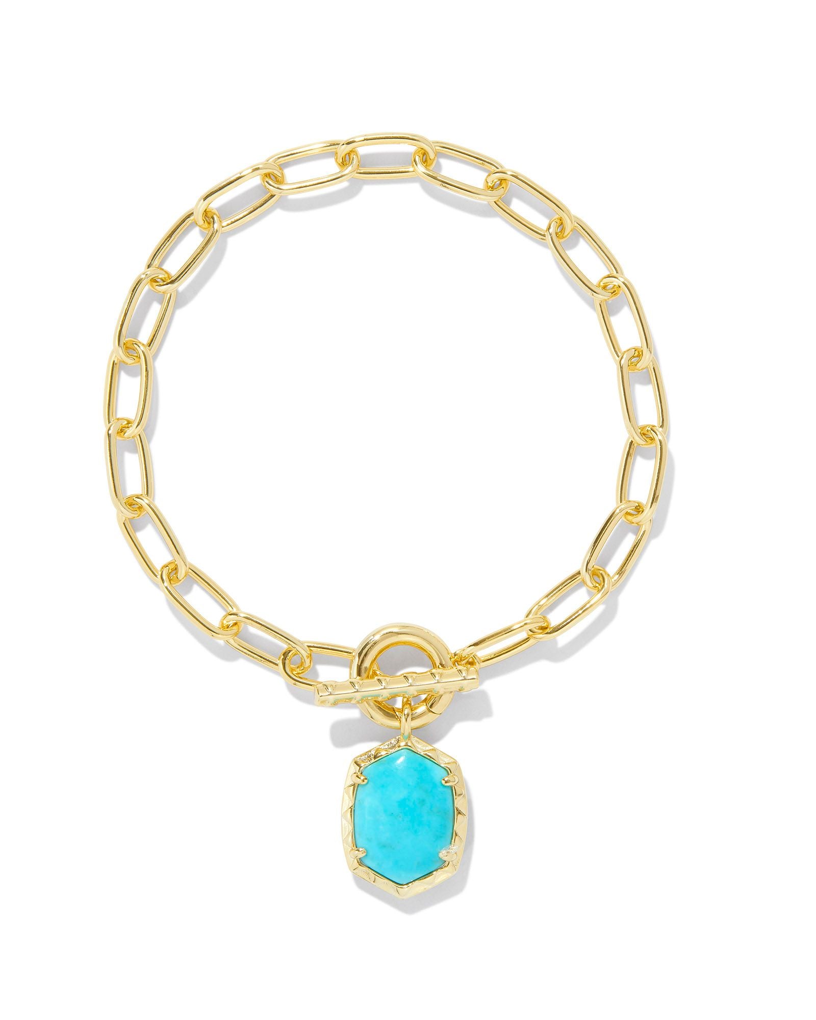Daphne Link Chain Bracelet in Gold Variegated Turquoise