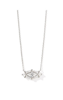 Lindy Rae Elisa Pendant Necklace in Rhodium White Crystal — Gaudie