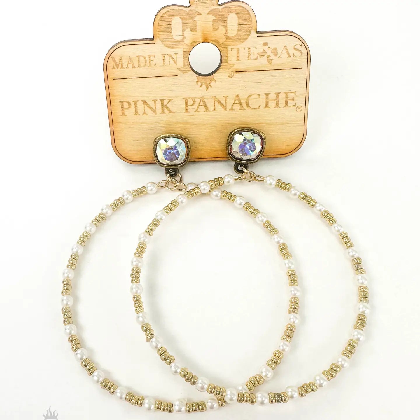 Pearl and Beaded Circle Earring, Austrian Crystal