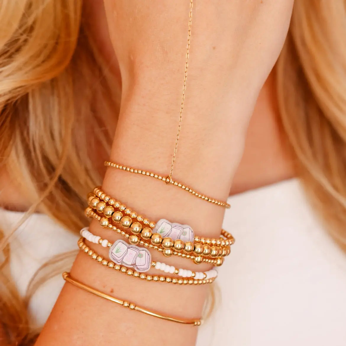 Mahjong Tile Bracelet on Gold