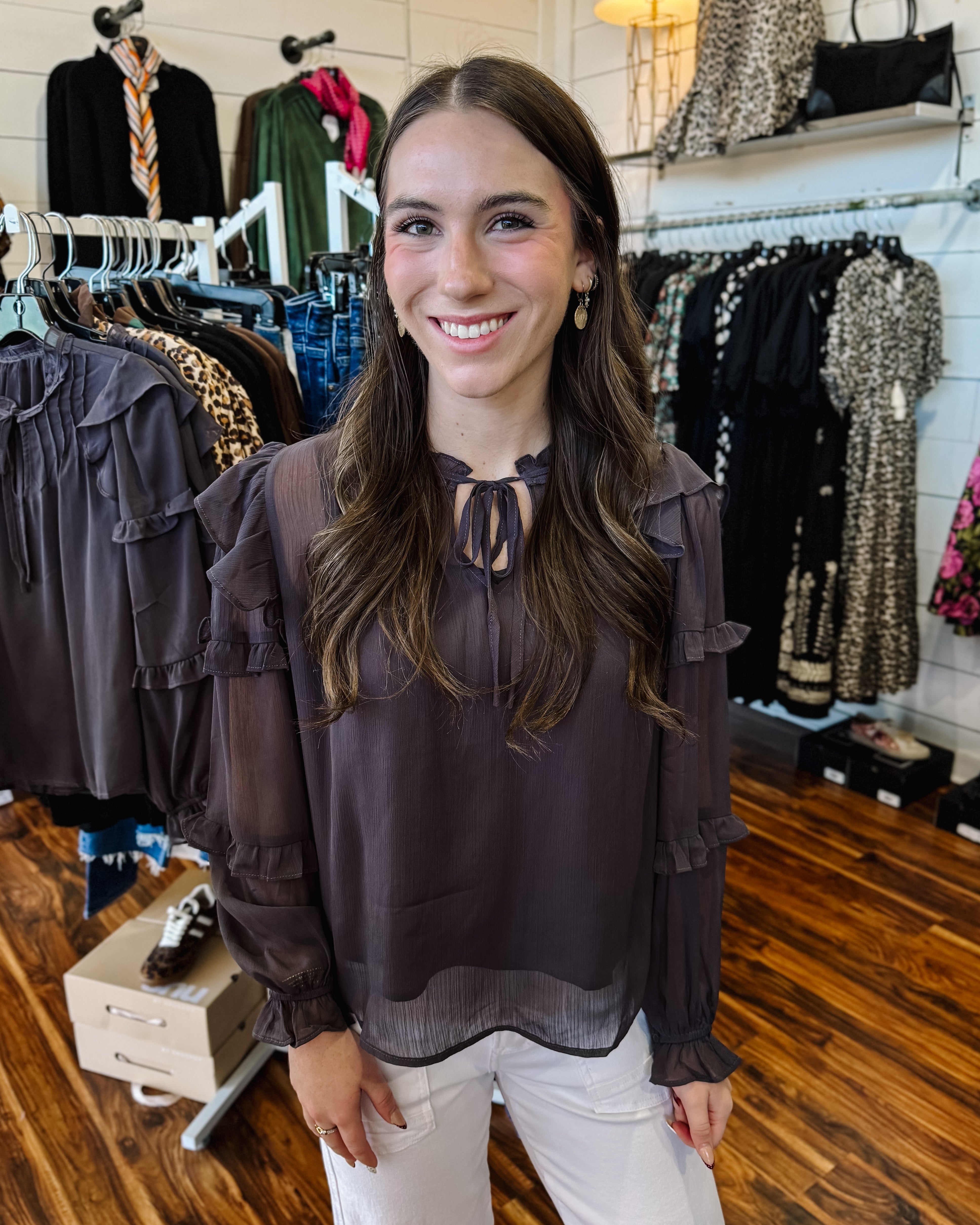 Sheer Ruffled Blouse