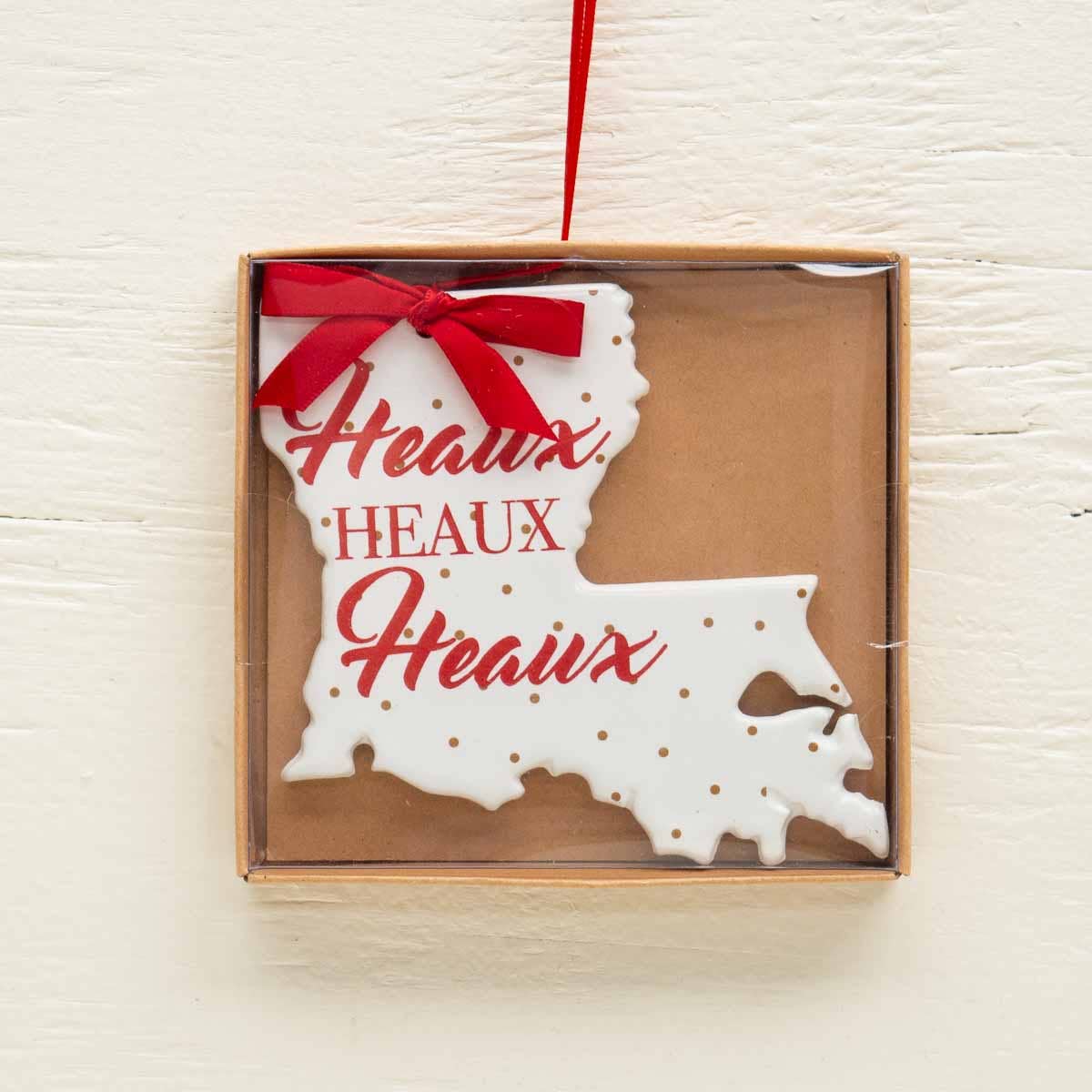 Louisiana Heaux Ornament   White/Red/Gold   4"