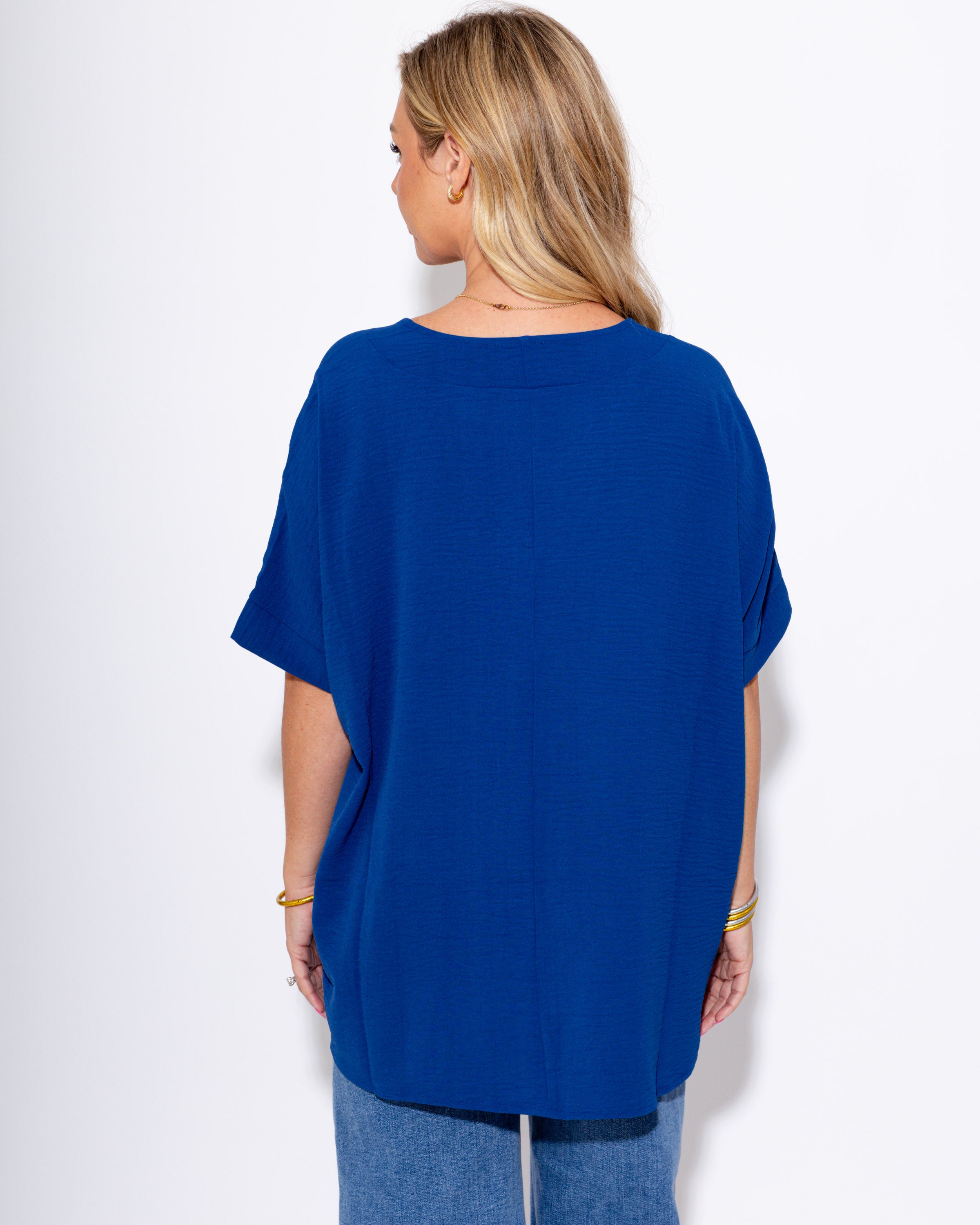 The Easy Breezy V-Neck Top in Navy