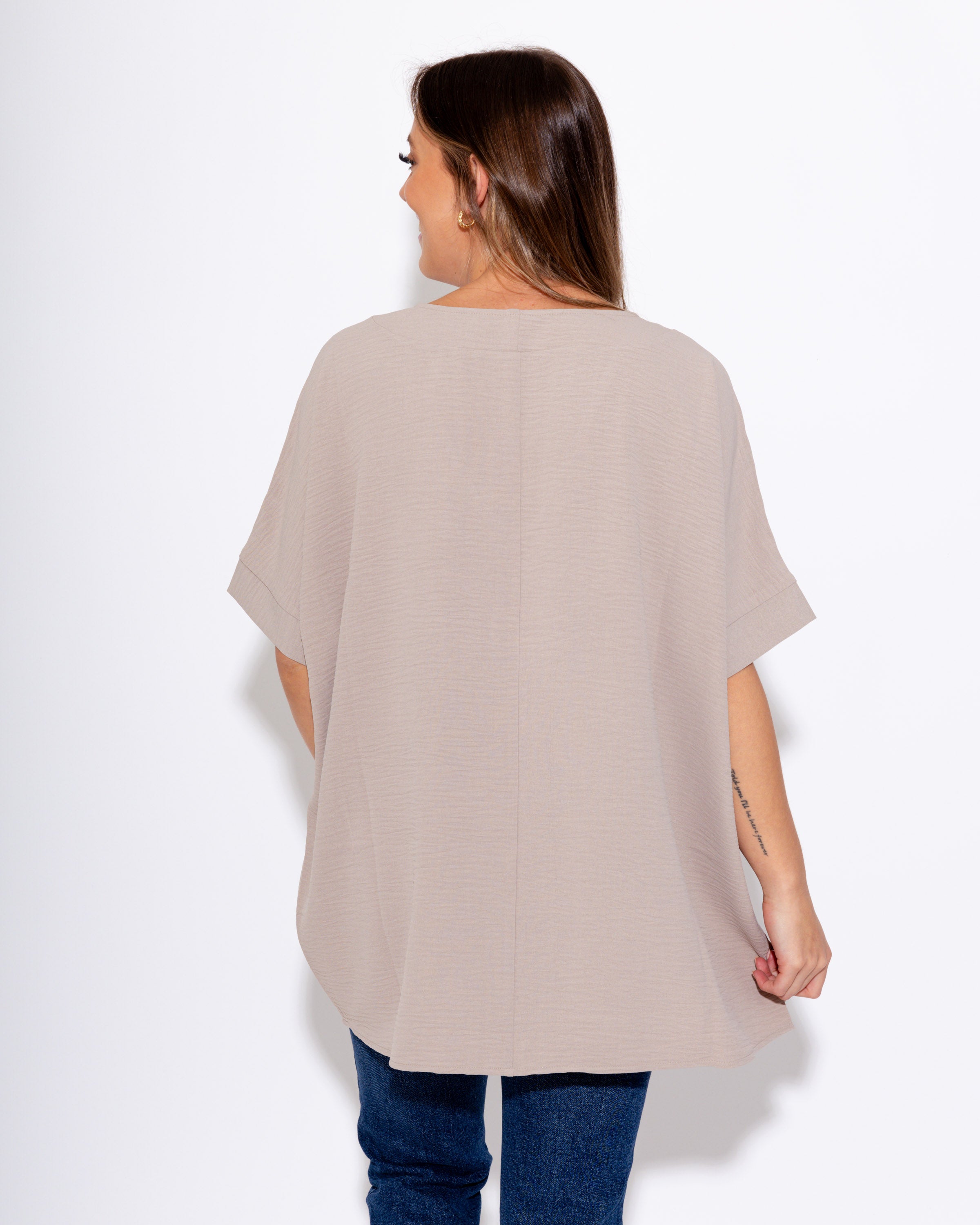 The Easy Breezy V-Neck Top in Light Mocha