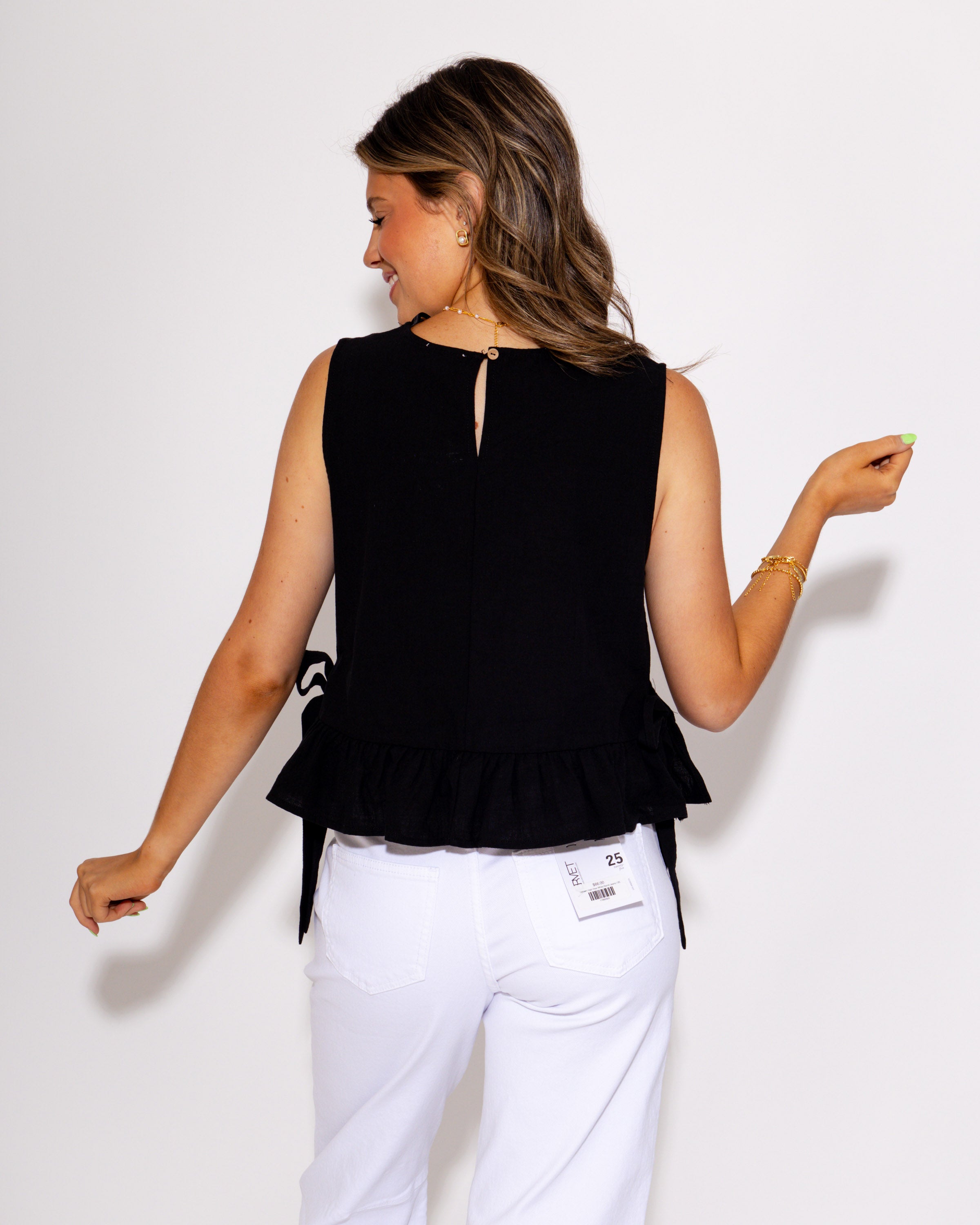Side Tie Breeze Top in Black