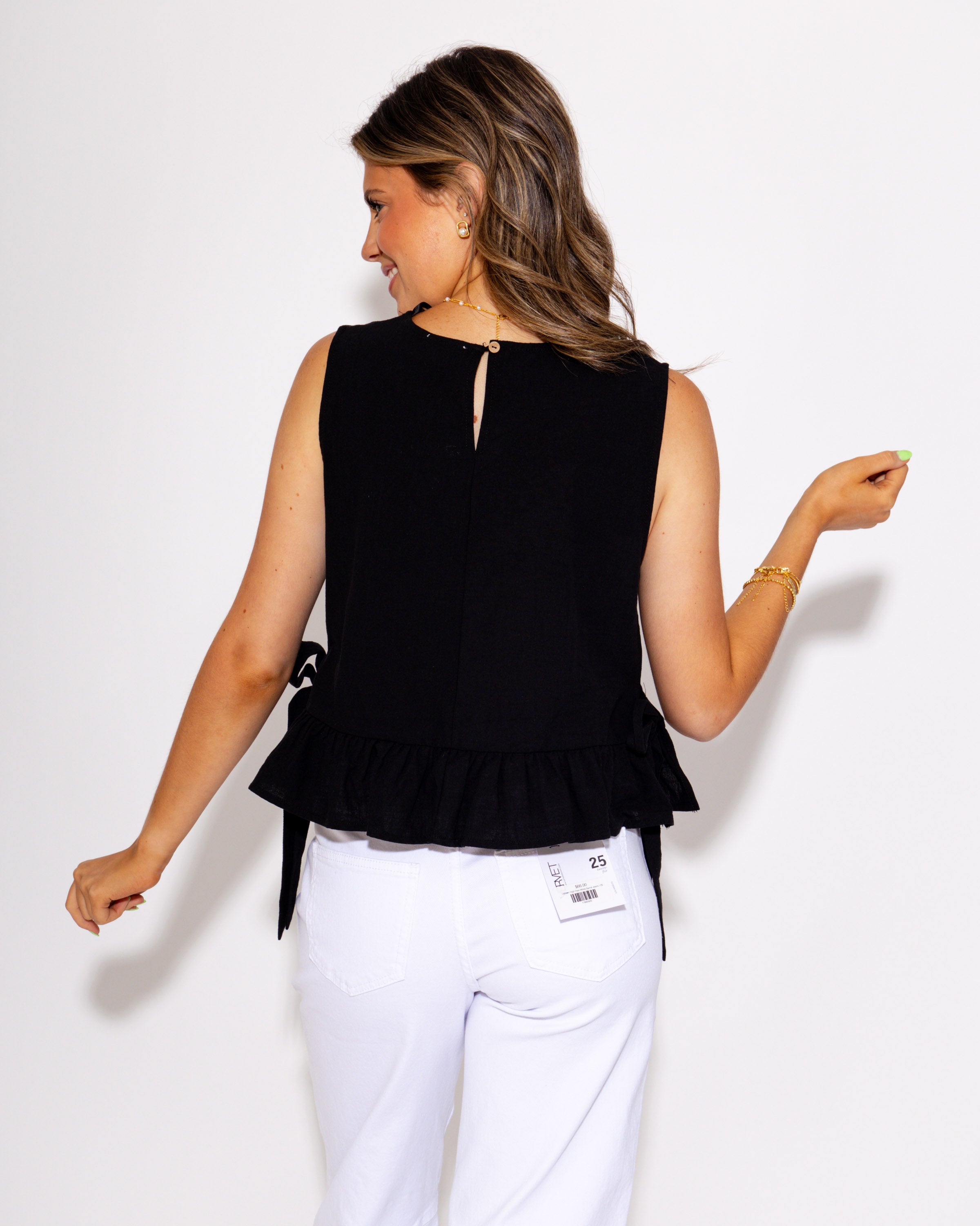Side Tie Breeze Top in Black