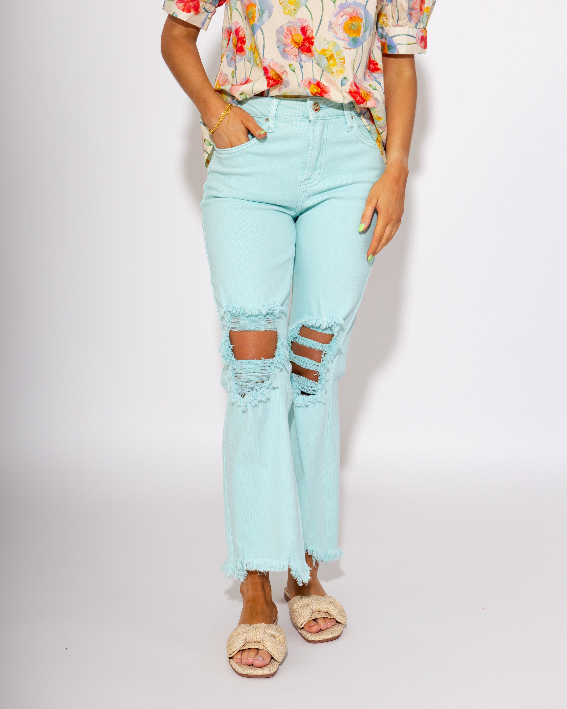 The Cool Mint Distressed Jeans