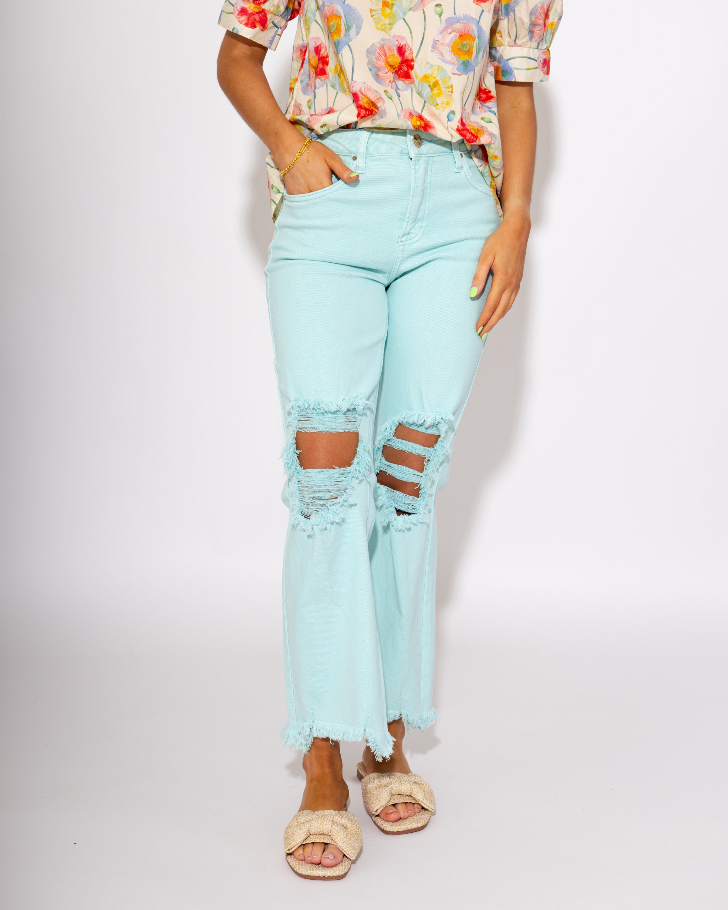 The Cool Mint Distressed Jeans