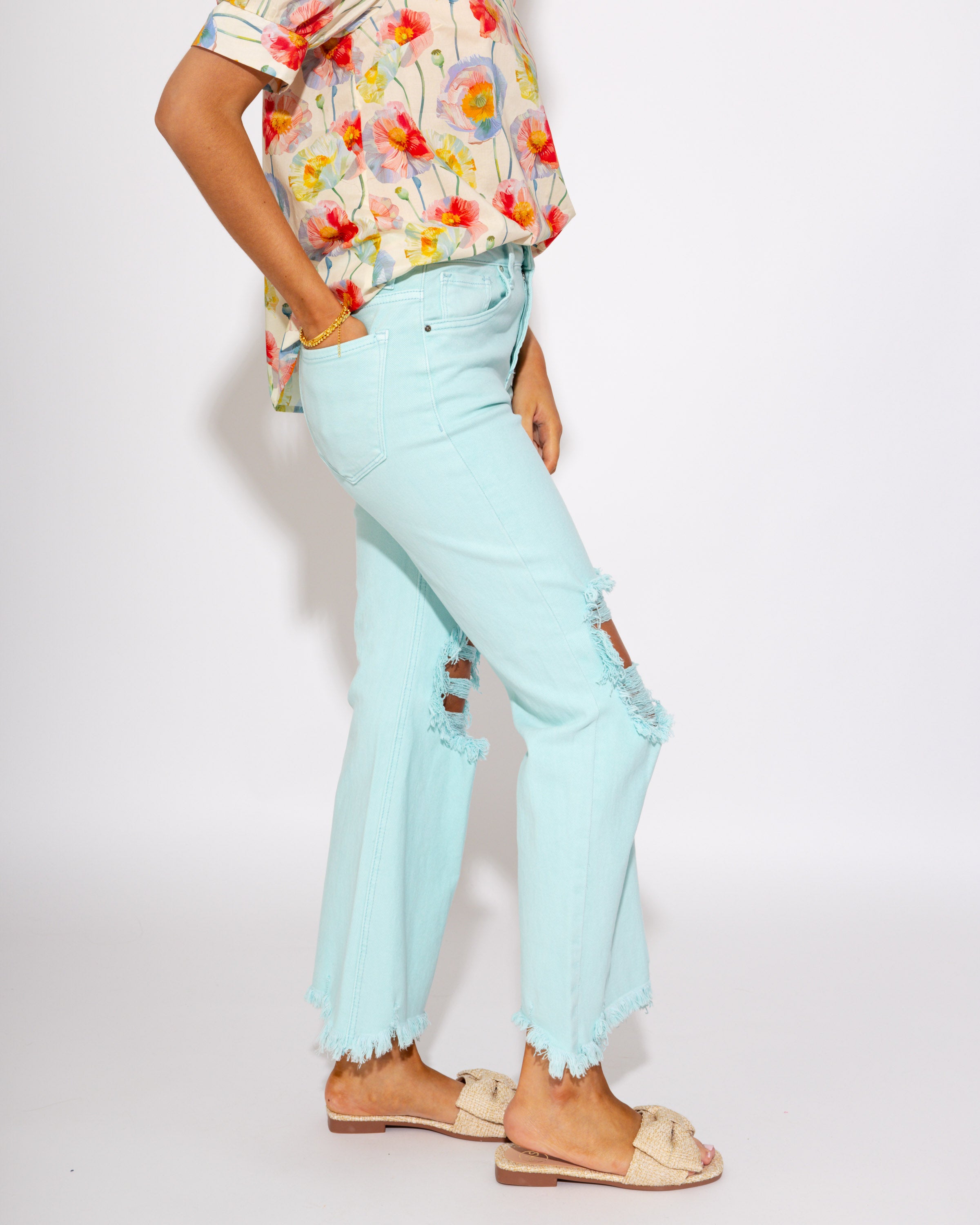 The Cool Mint Distressed Jeans