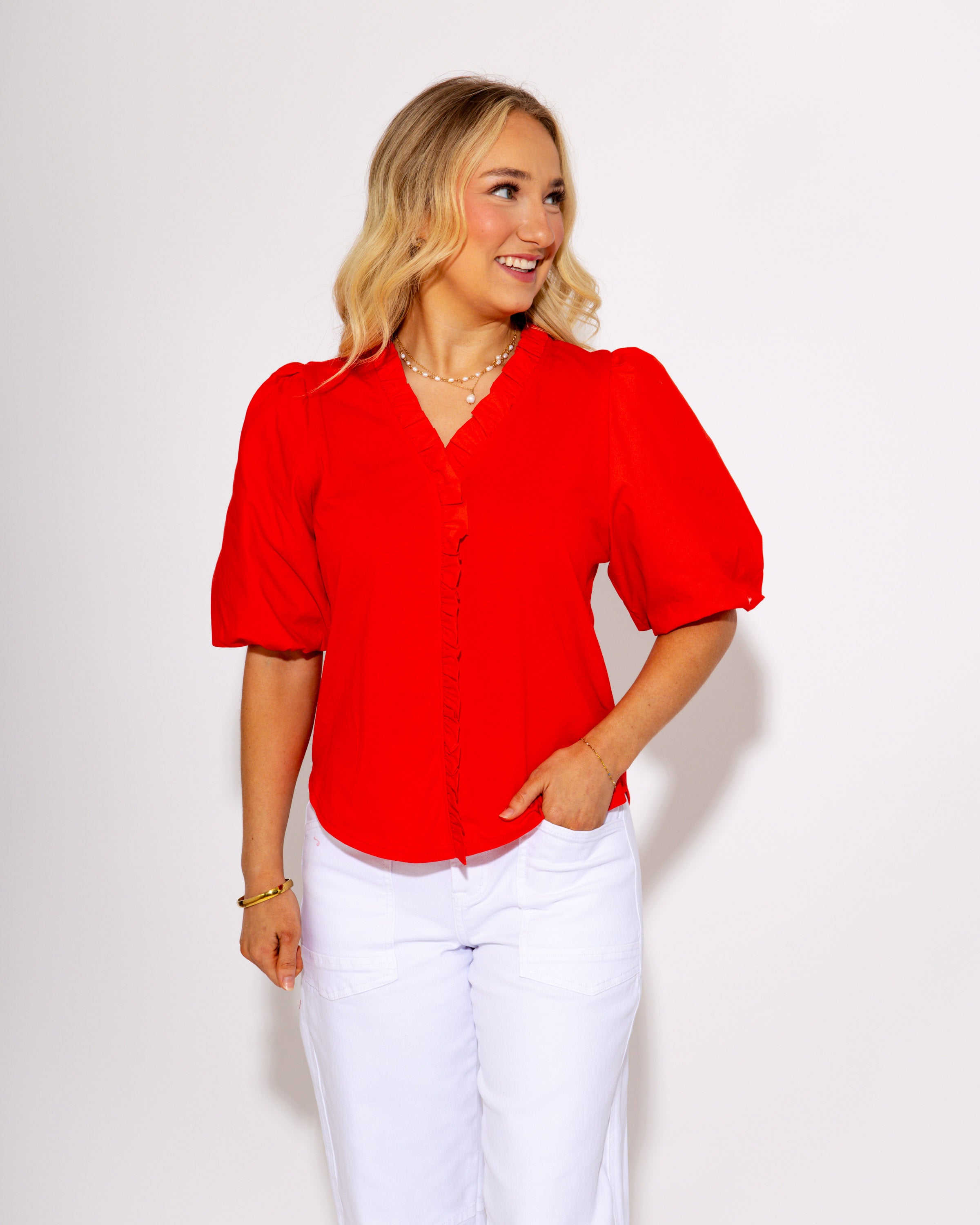 The Victory Flutter Poplin Top