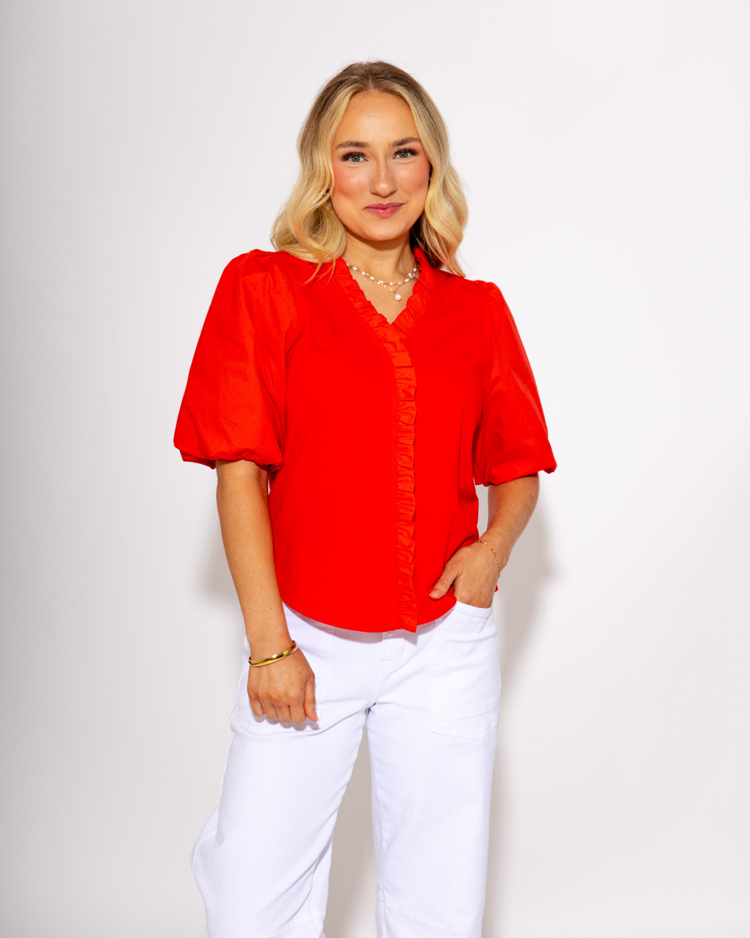 The Victory Flutter Poplin Top