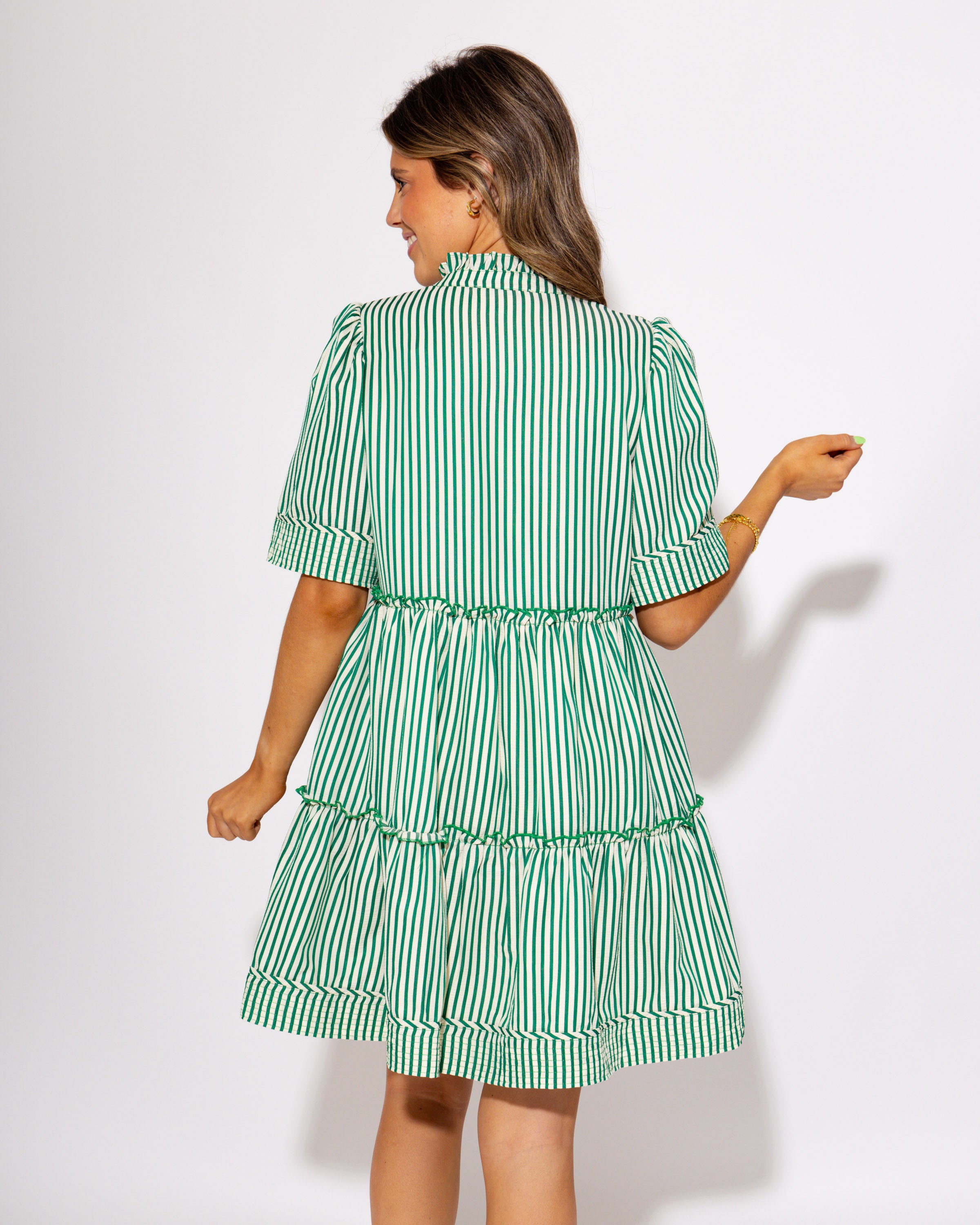 Game Day Green Stitch & Stripe Mini Dress