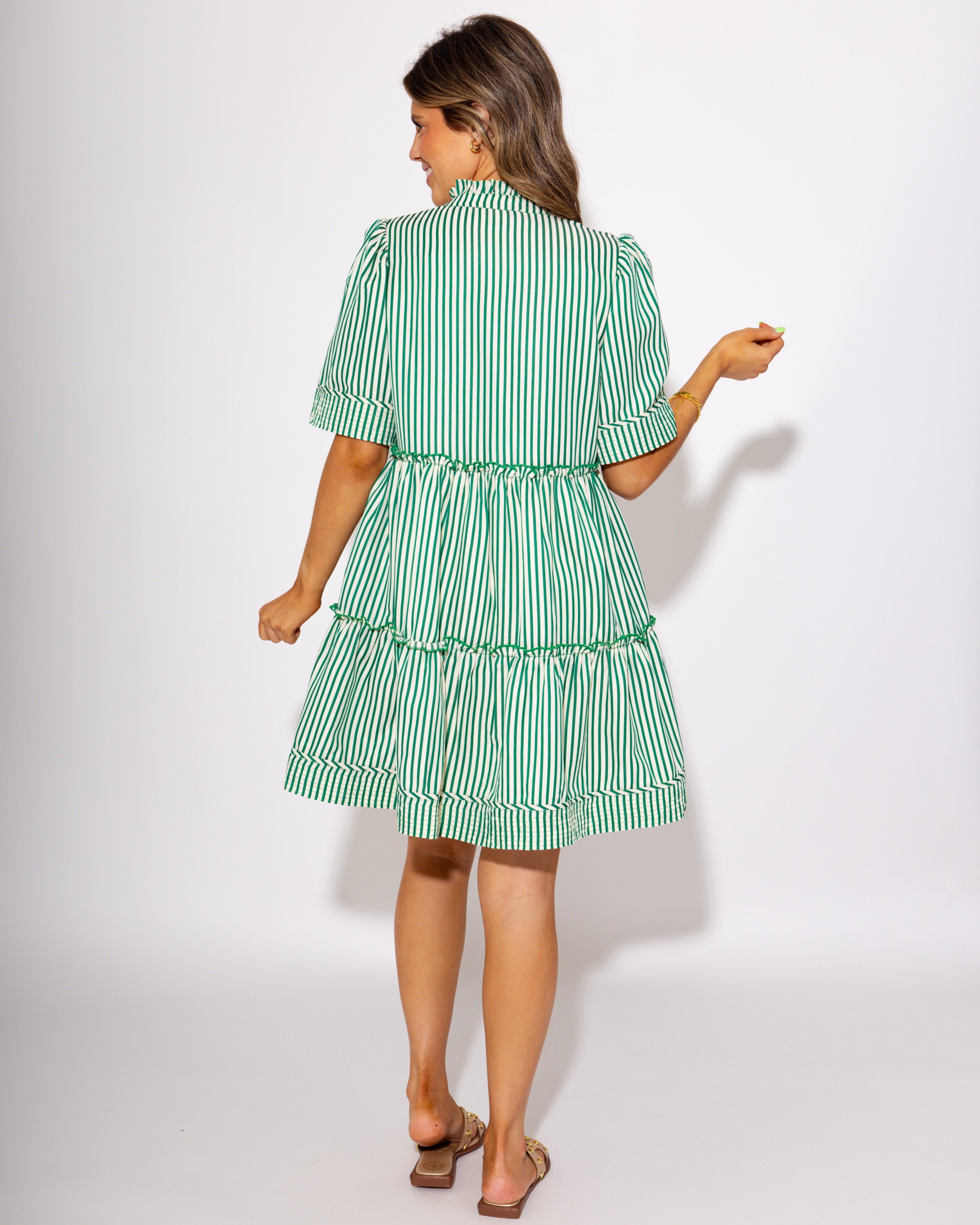 Game Day Green Stitch & Stripe Mini Dress