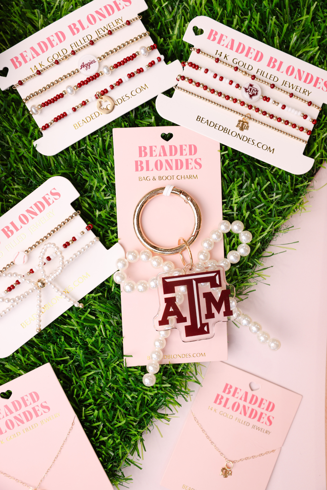 Texas A&M Logo Charm Bracelet on Gold