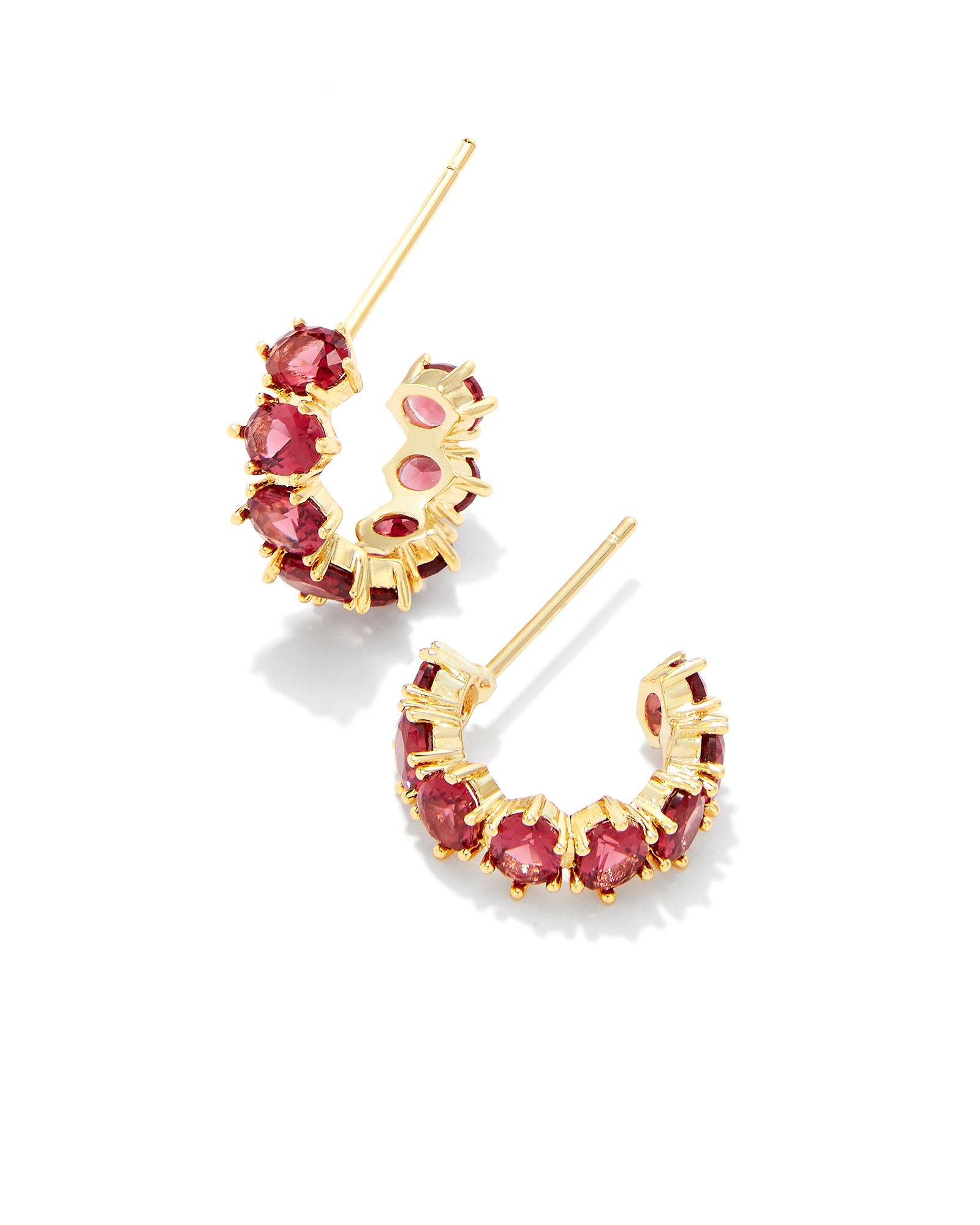 Cailin Crystal Huggie Earring Gold Red Crystal