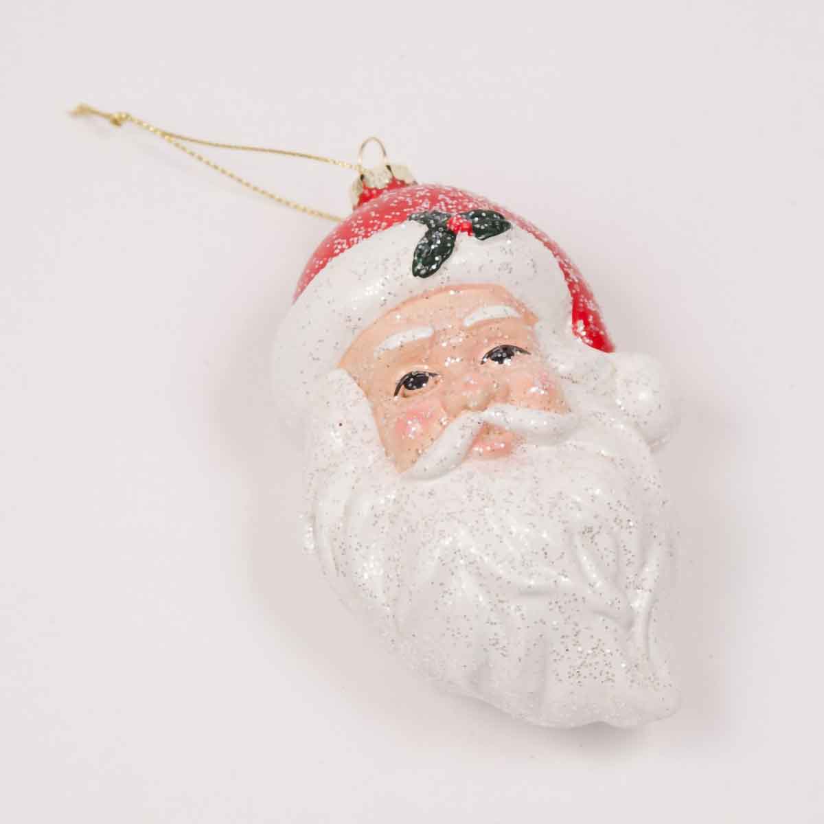 Jolly Santa Ornament in White/Red