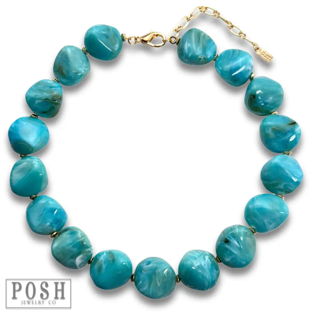 Chunky Turquoise Color Bead Necklace