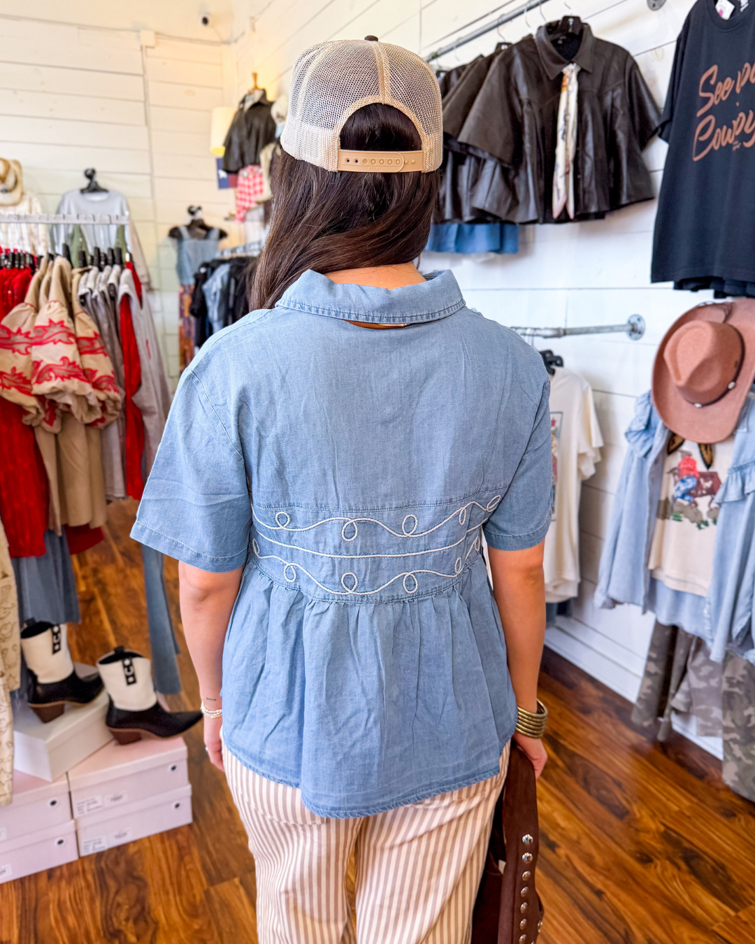 The Loopty Lou Denim Top