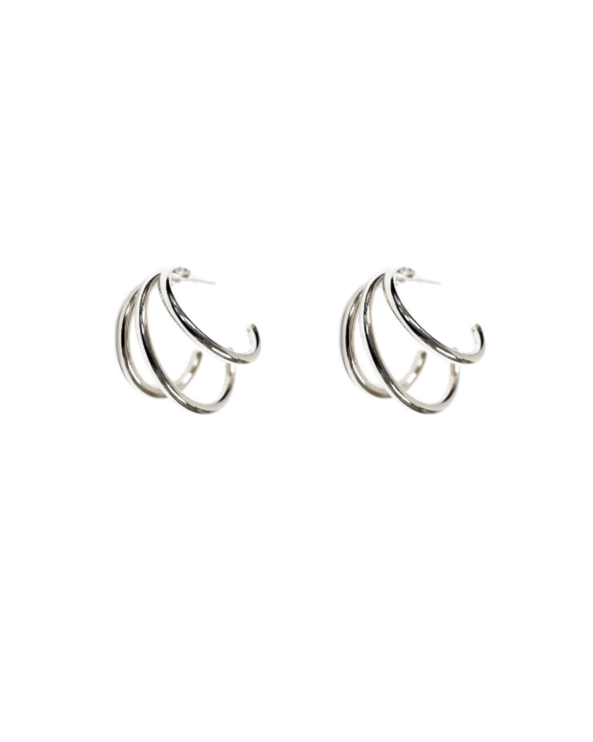 Triple Hoop Earring in Silver