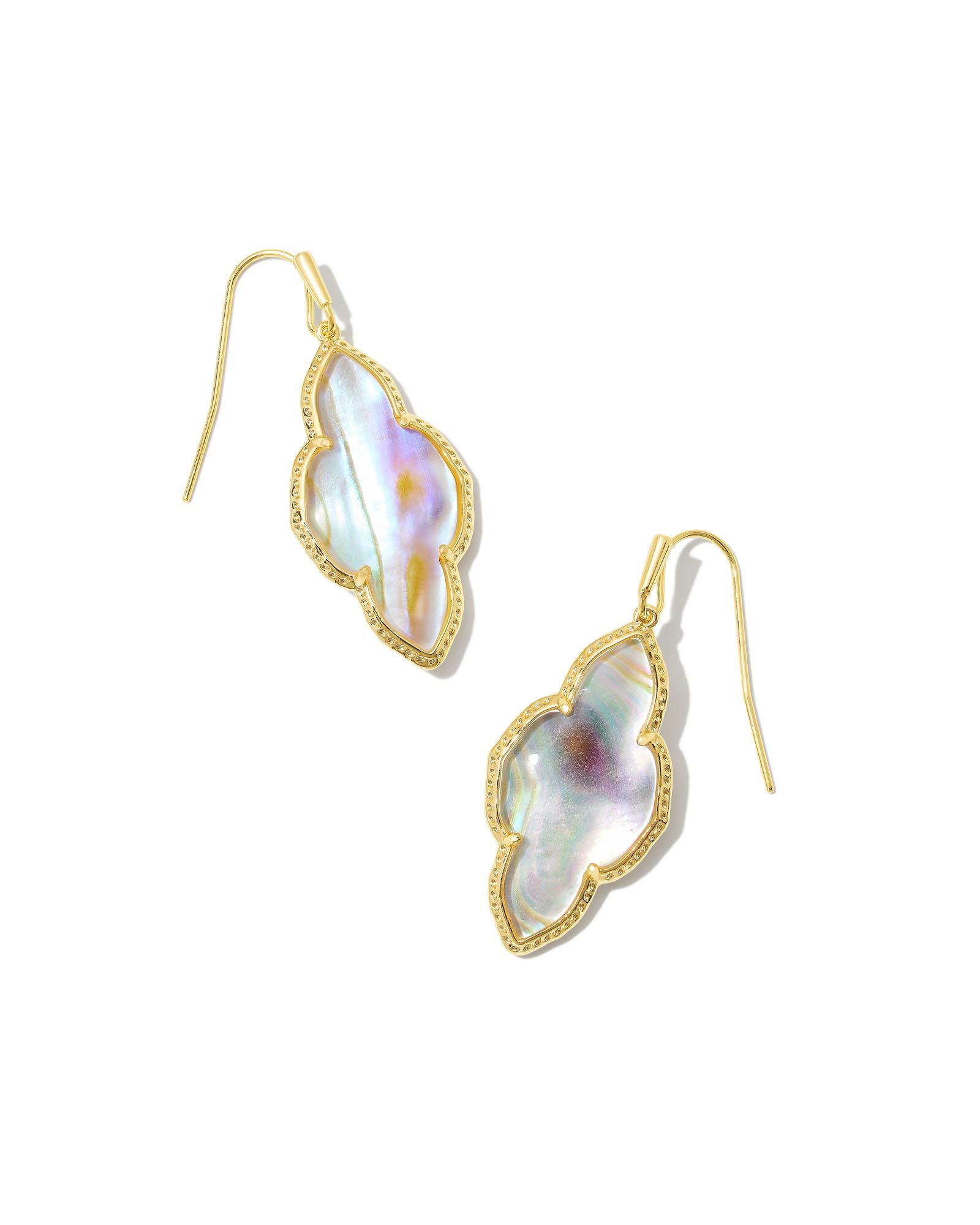 Abbie Drop Earrings in Gold Iridescent Abalone