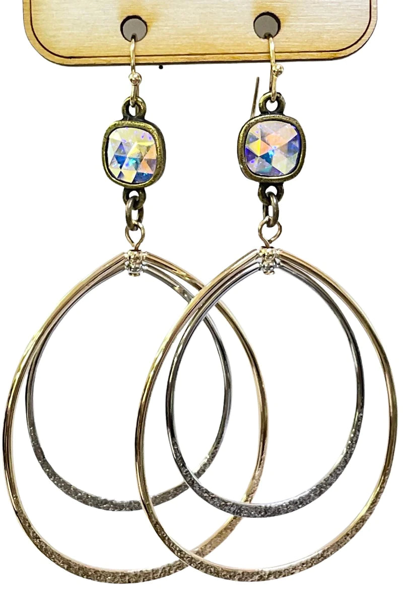 Two Toned Oval Drop PP Earrings