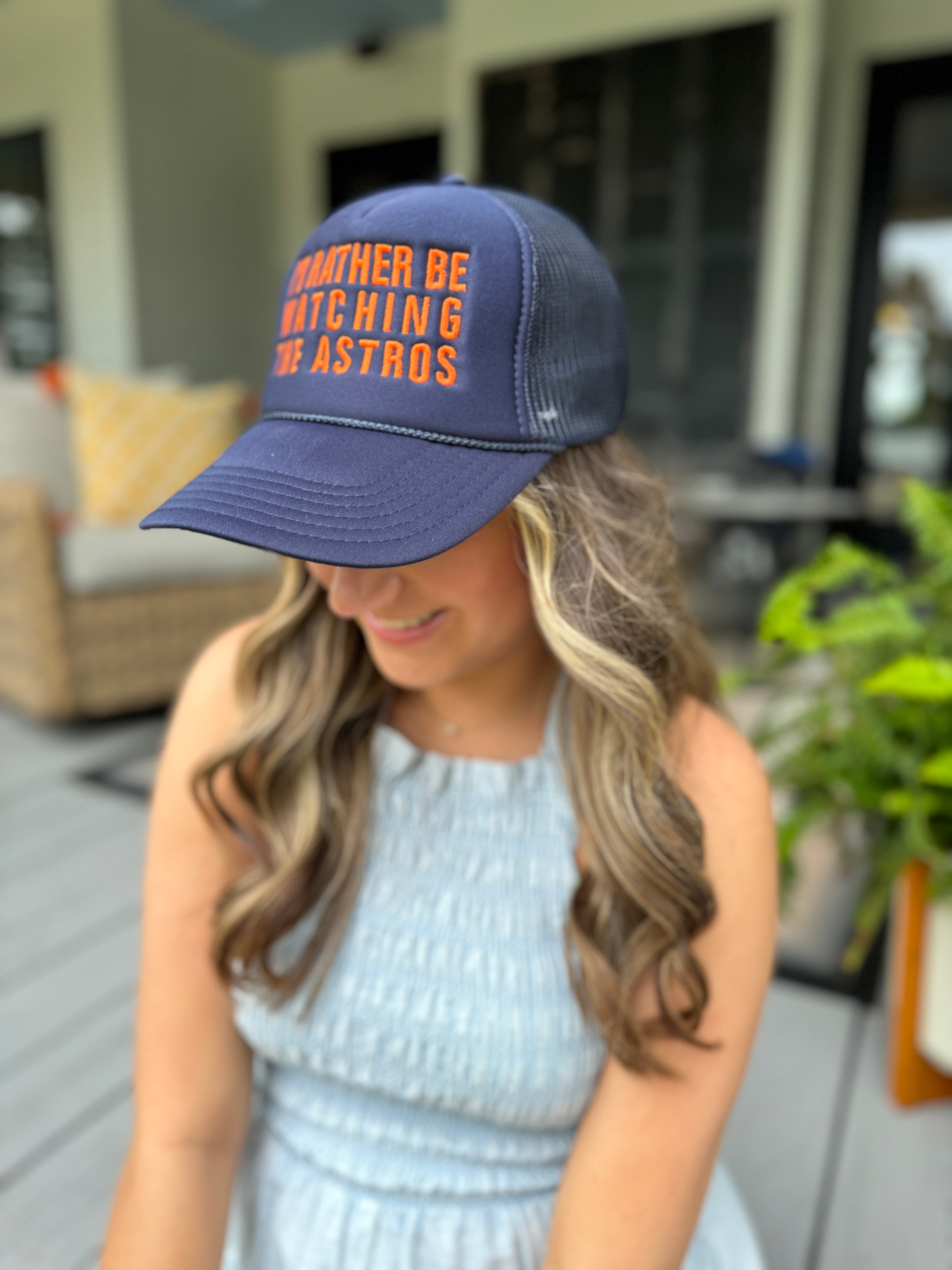 I'd Rather Be watching the Astros Navy Trucker Hat