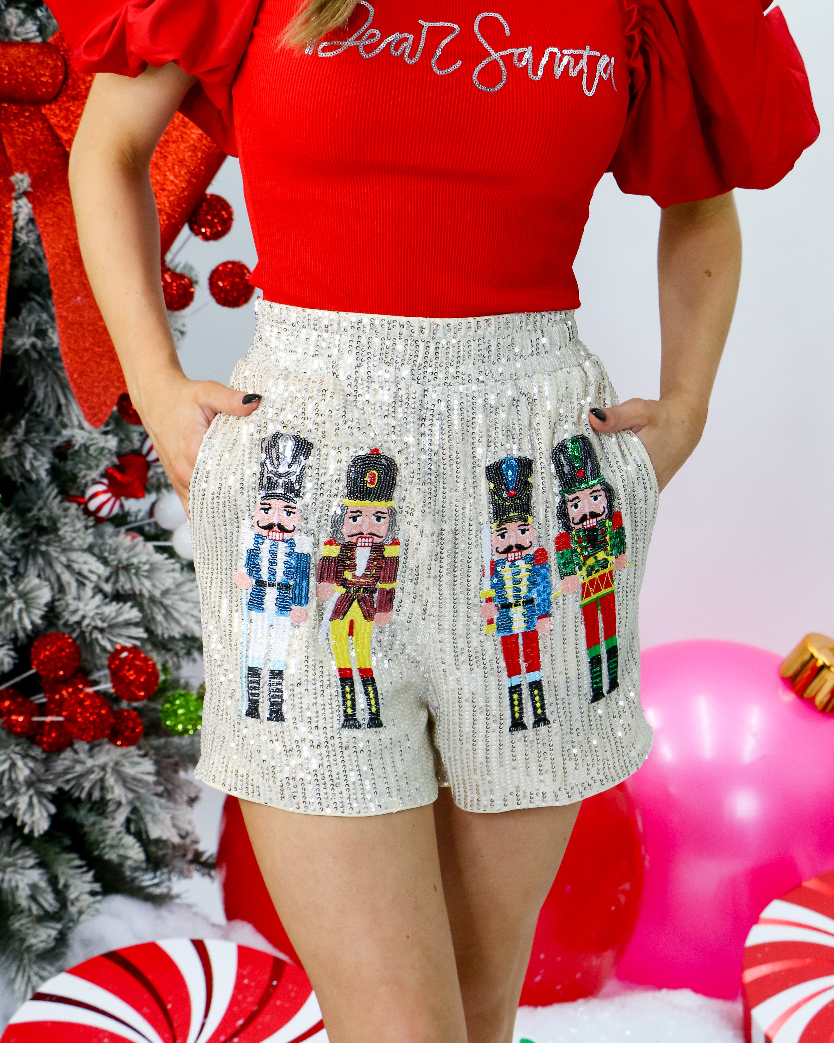 Sequin Nutcracker Shorts In Beige — Gaudie and Company