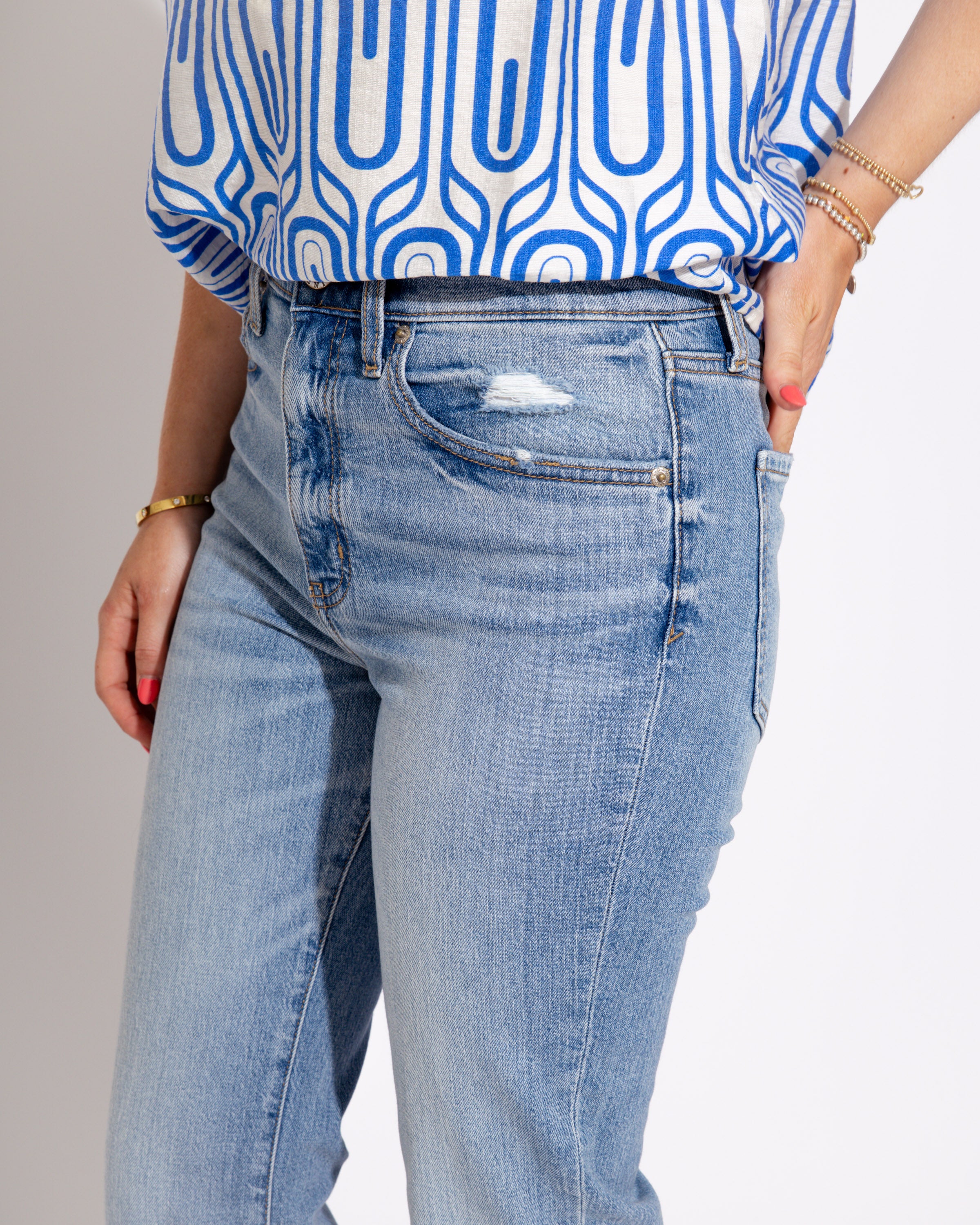 Shy Girl High Rise Crop Flare in Marina Vintage