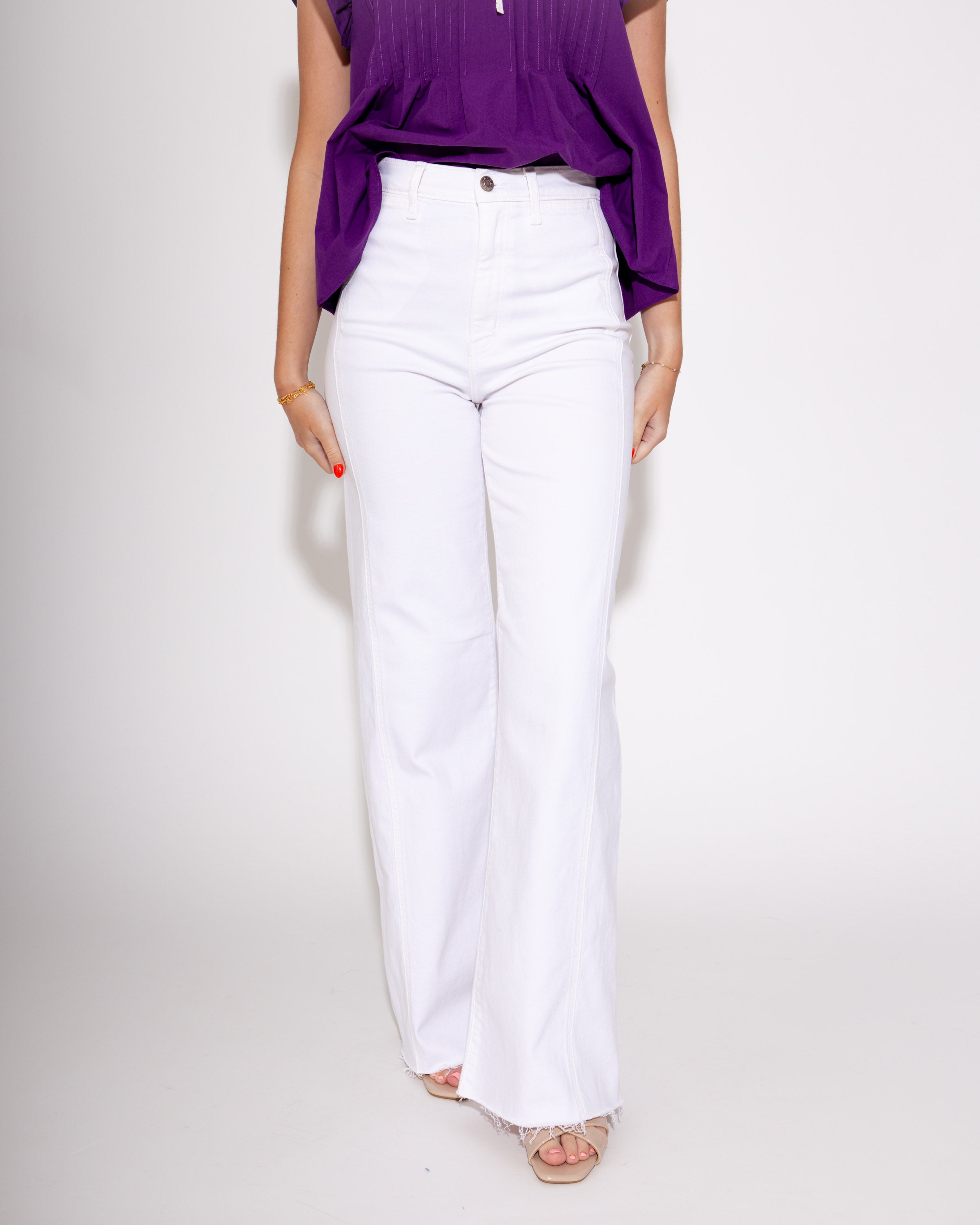 Far Out High Rise Wide Leg Jeans in White