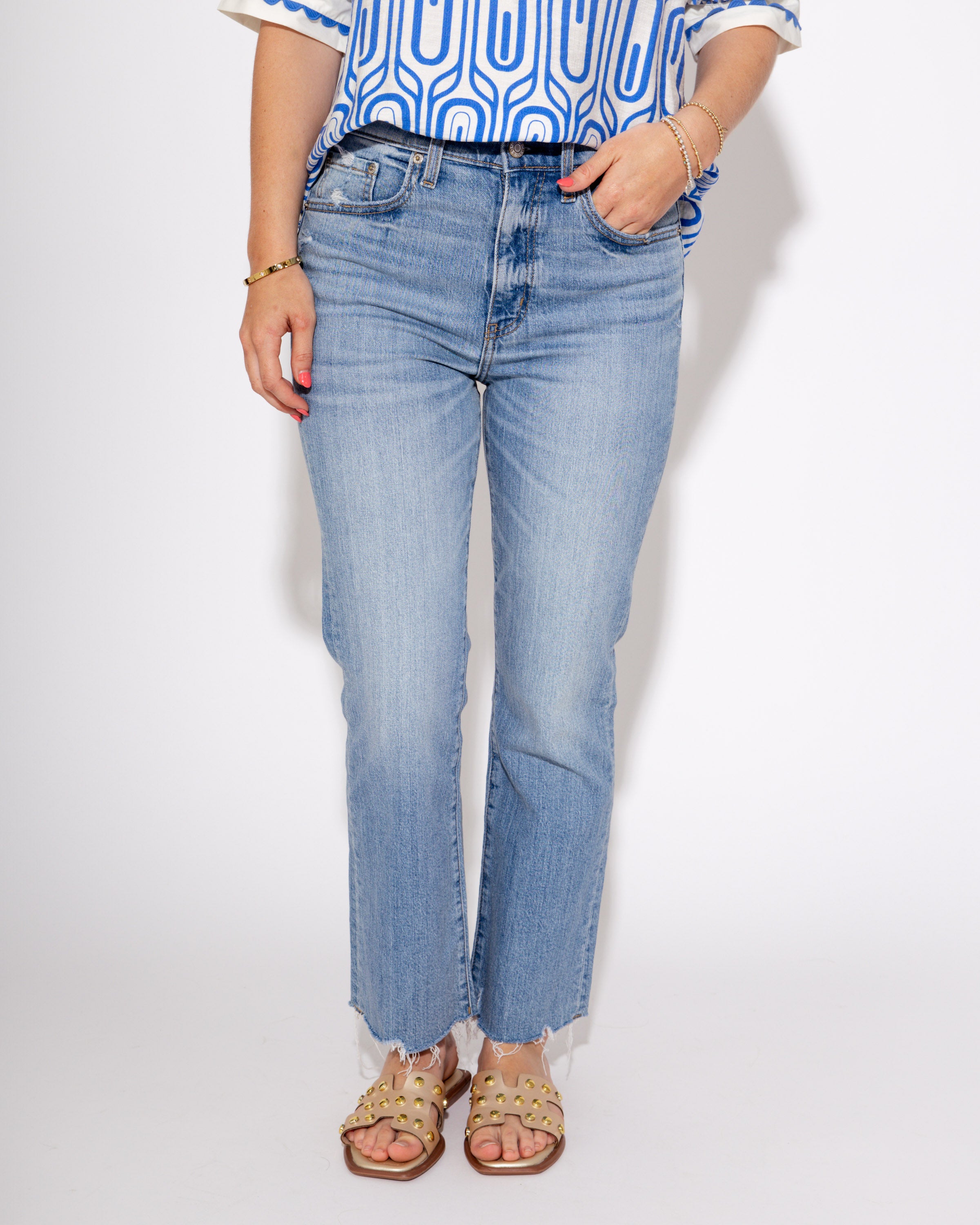 Shy Girl High Rise Crop Flare in Marina Vintage