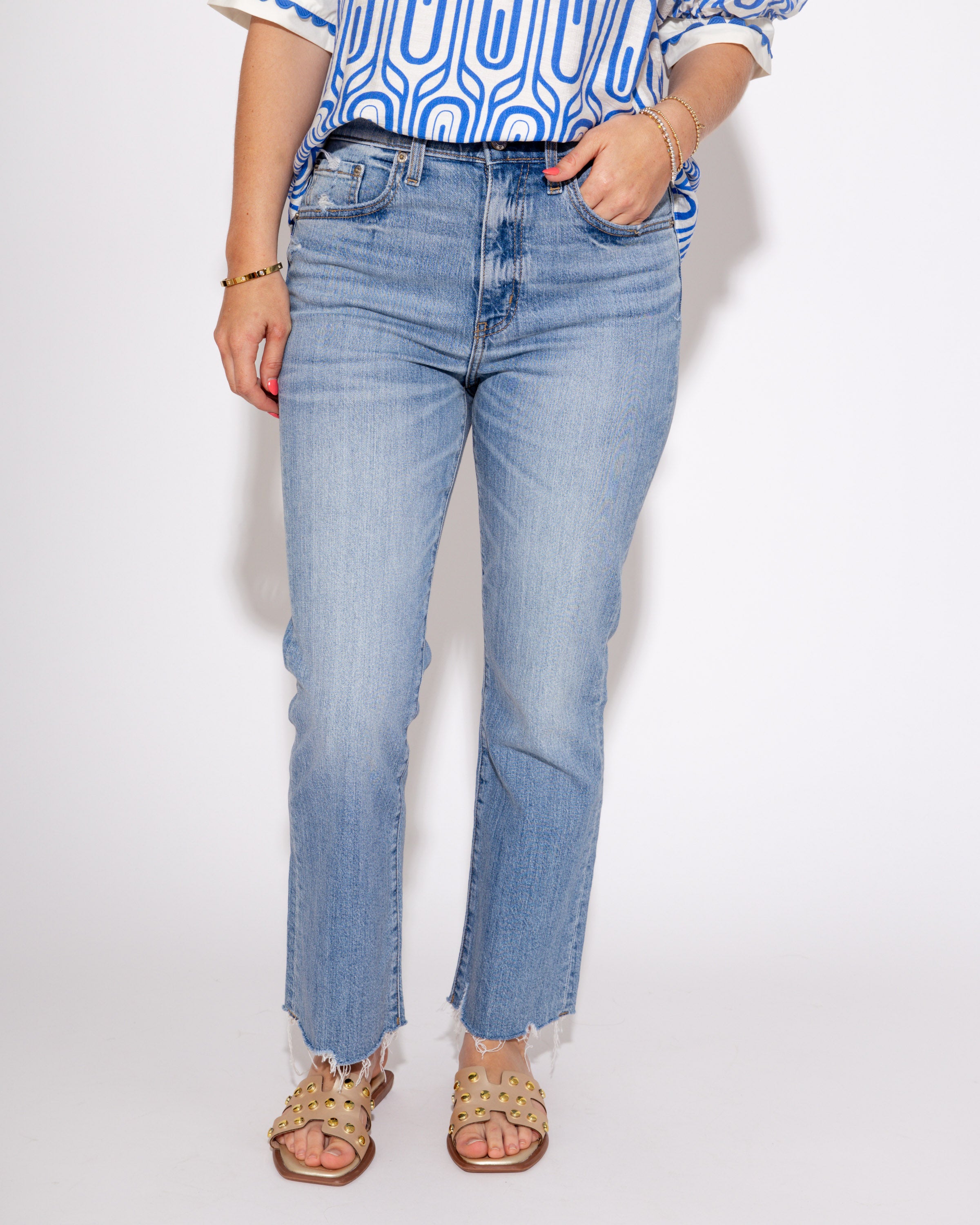 Shy Girl High Rise Crop Flare in Marina Vintage