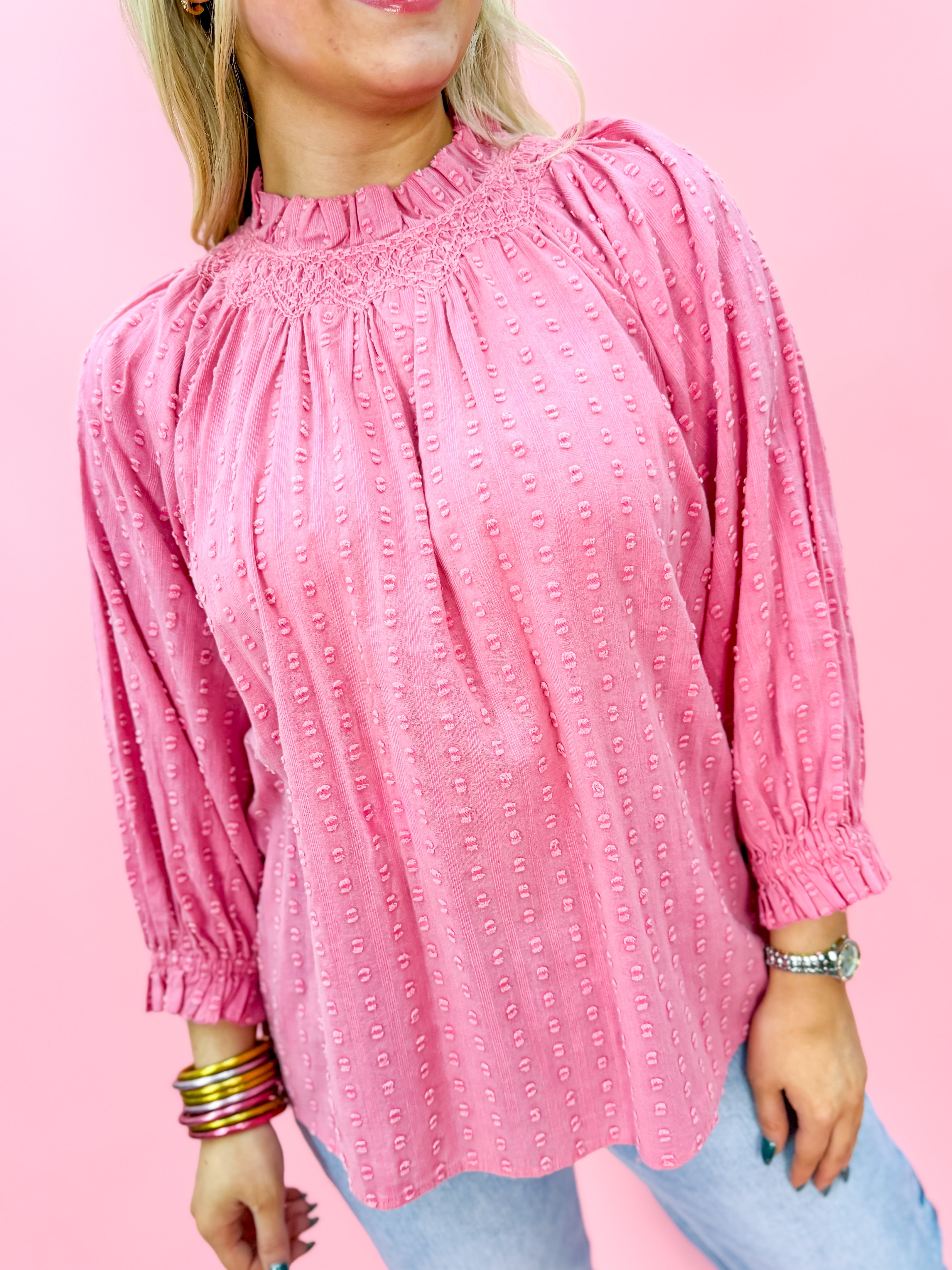 Clip and Stripe Top in Pink