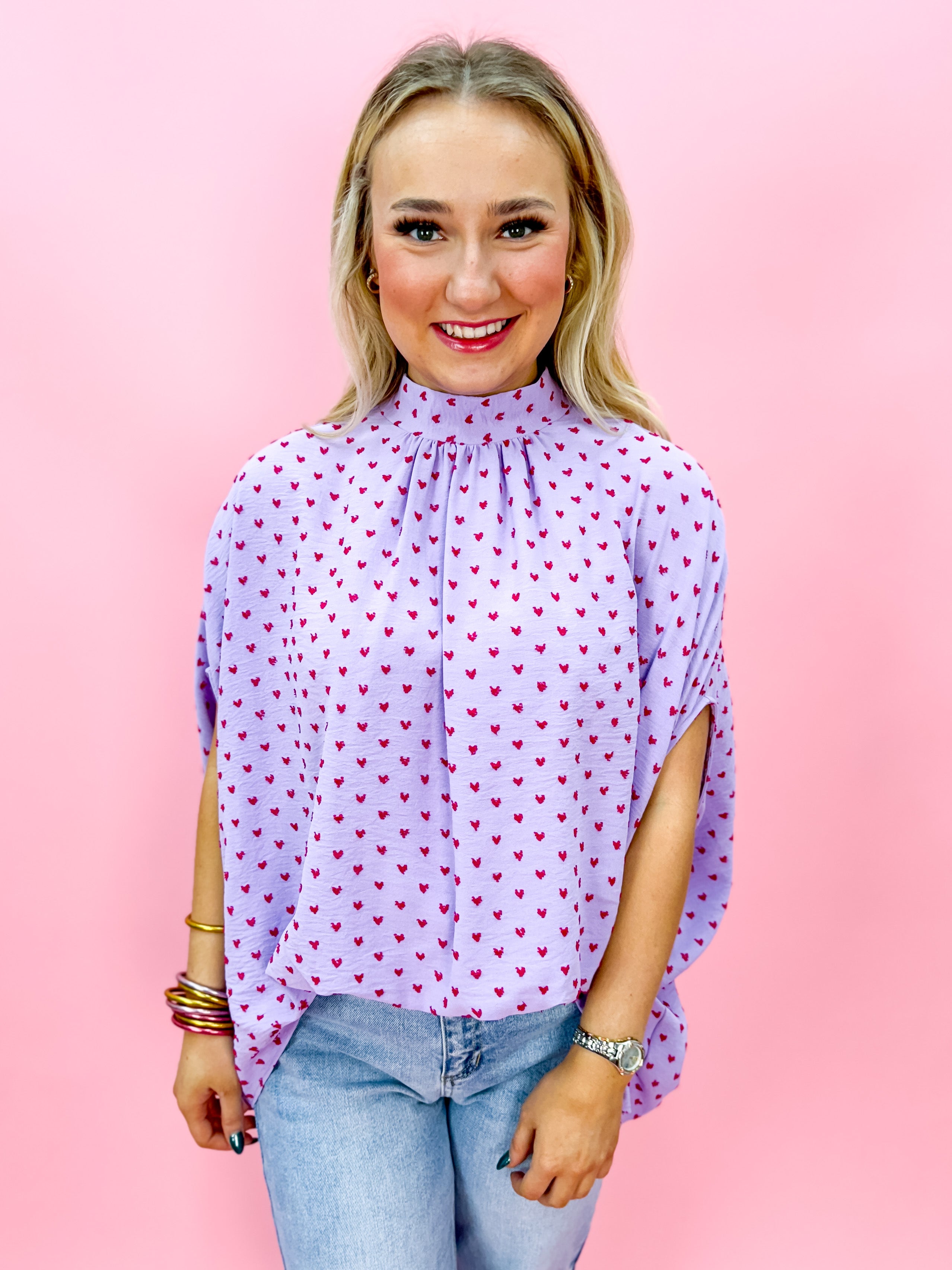 Clip Dot Bow Back Top in Lilac
