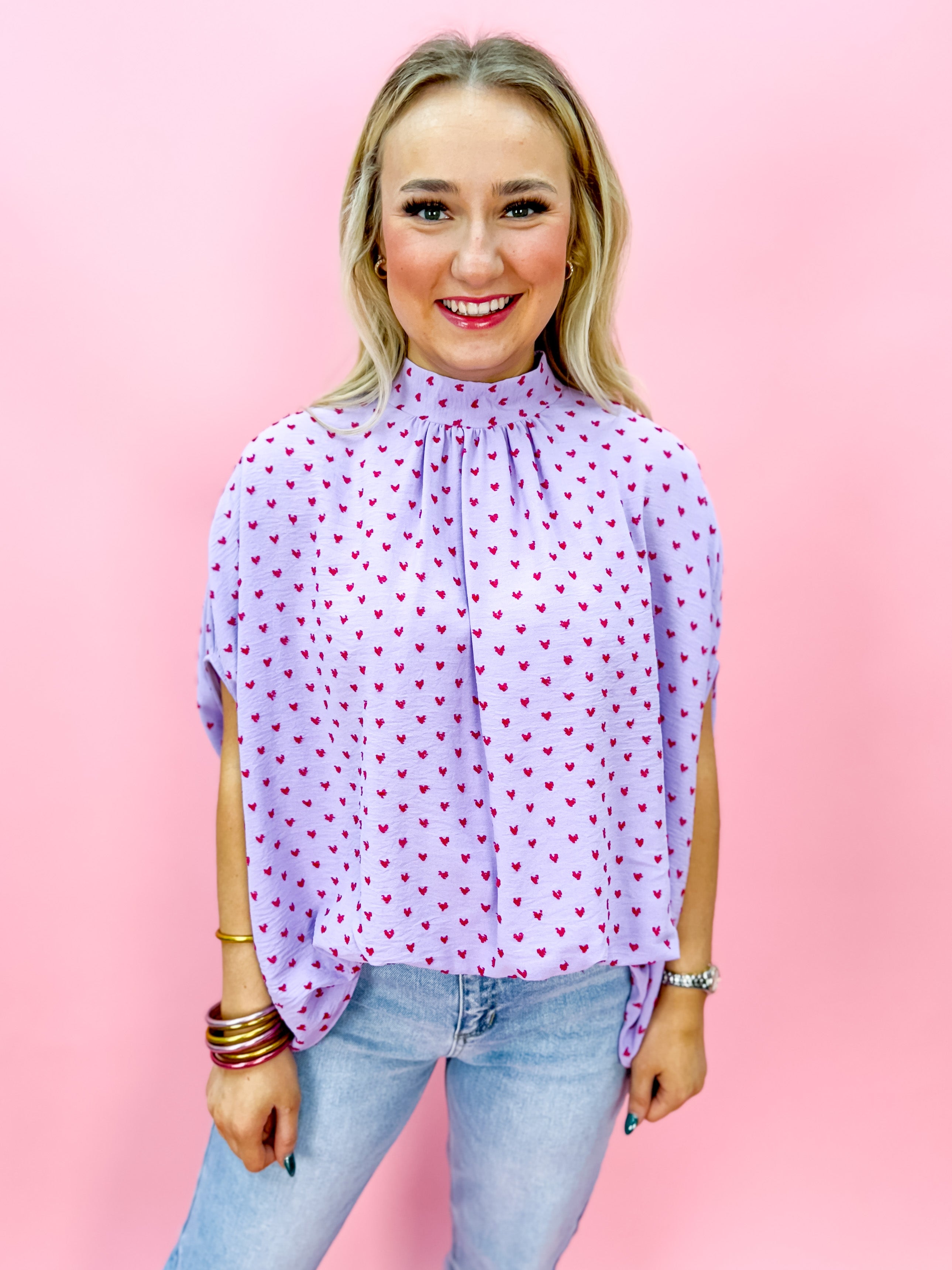 Clip Dot Bow Back Top in Lilac